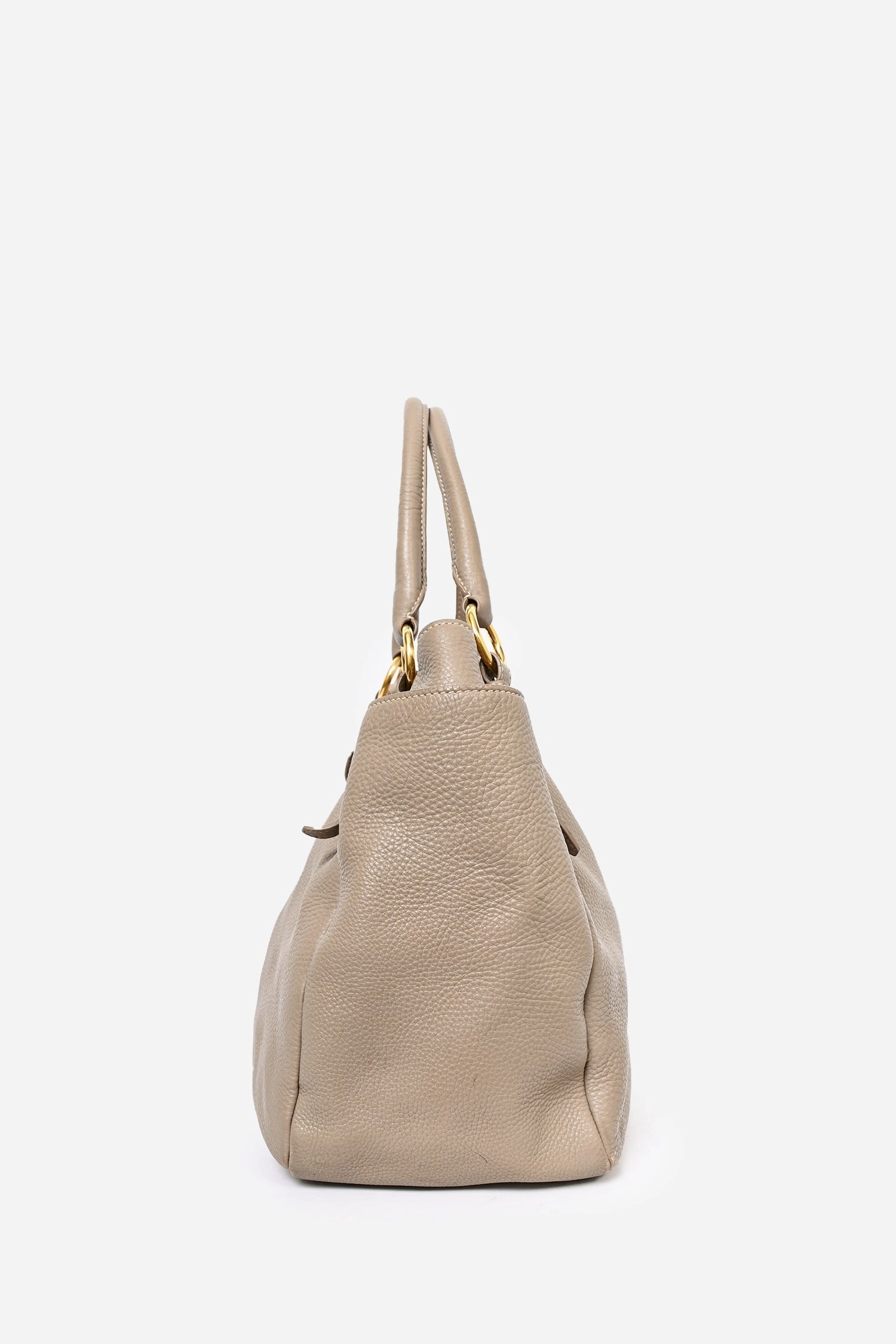 Prada Brown Leather Logo GHW Shoulder Bag