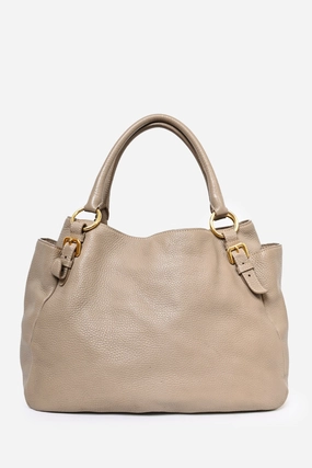Prada Brown Leather Logo GHW Shoulder Bag