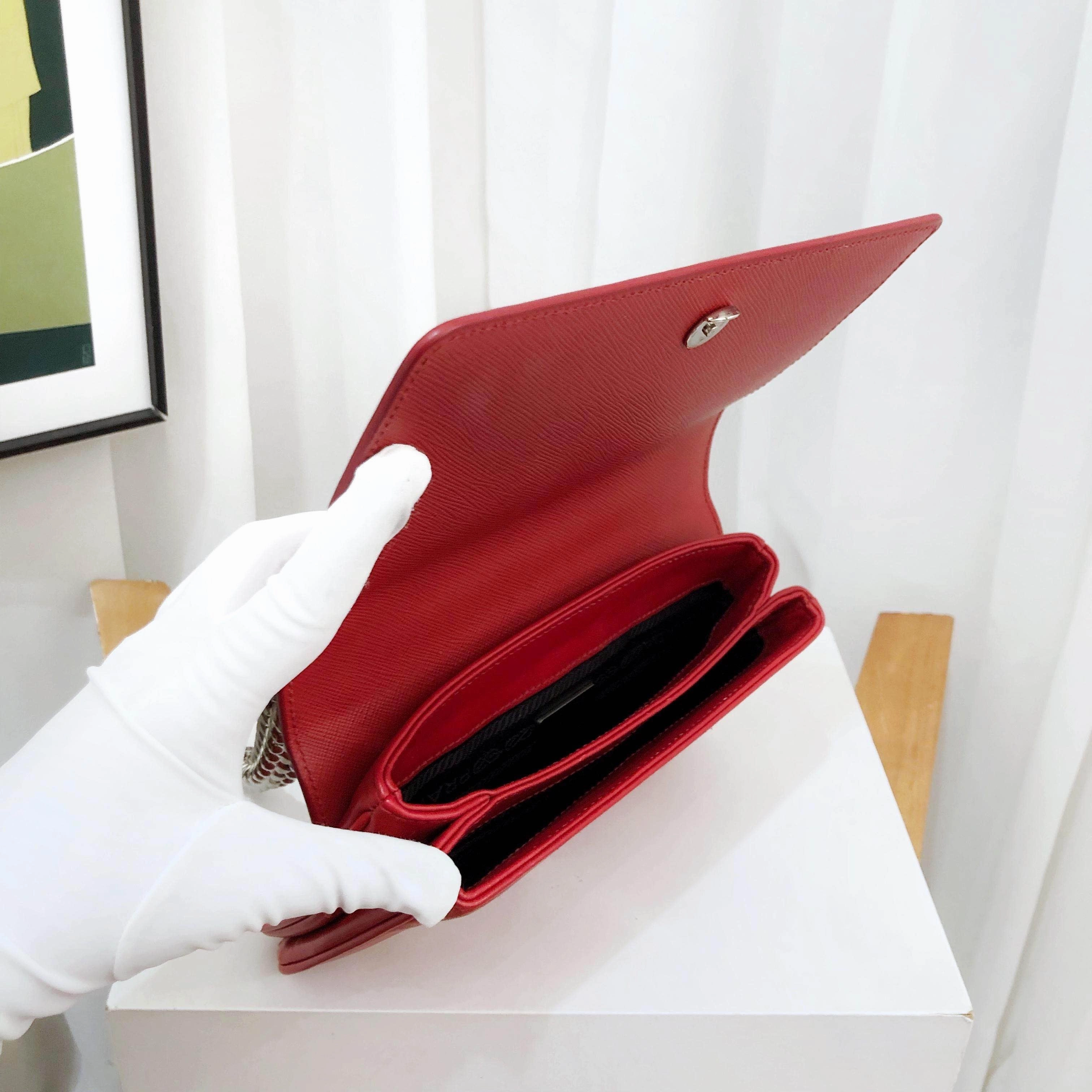 Prada Cahier Red Leather Shoulder Bag
