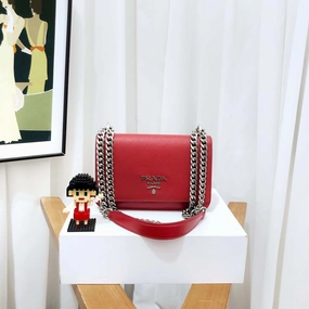 Prada Cahier Red Leather Shoulder Bag