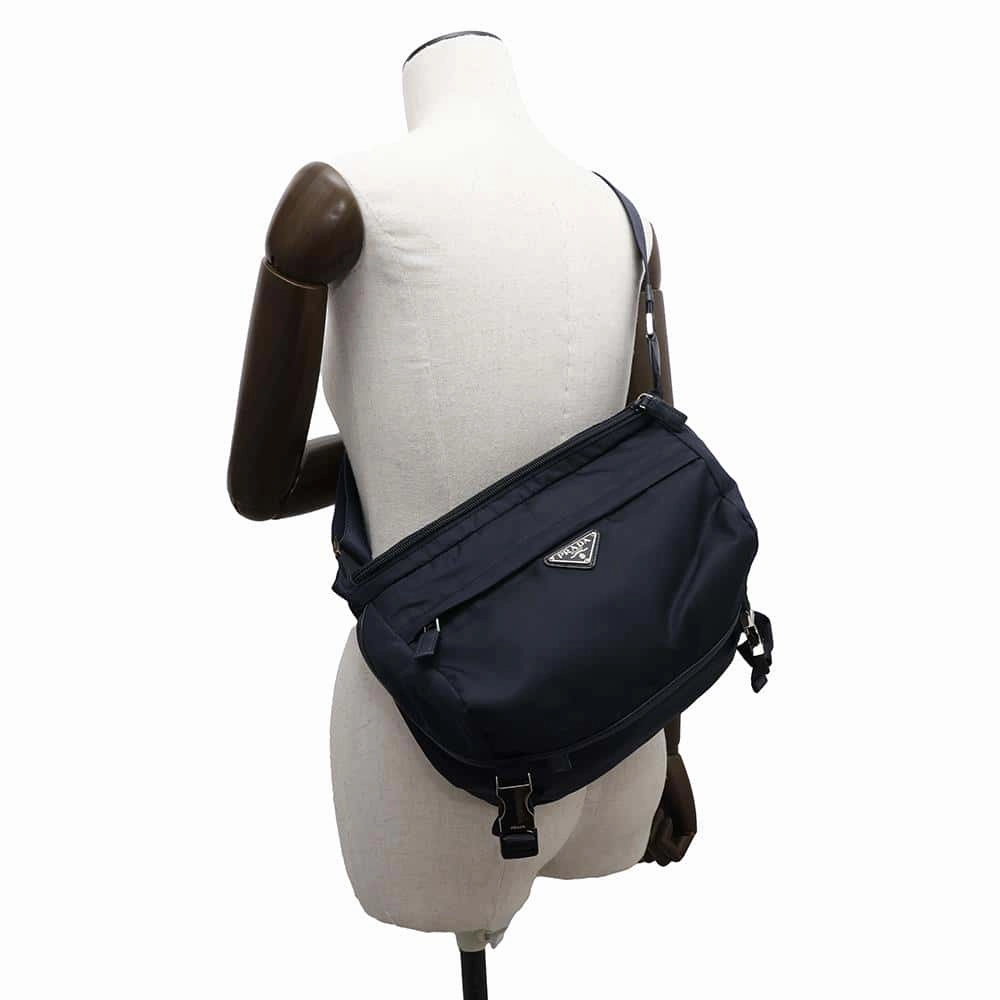 PRADA Crossbody Bag NavyVA0994 Nylon Leather