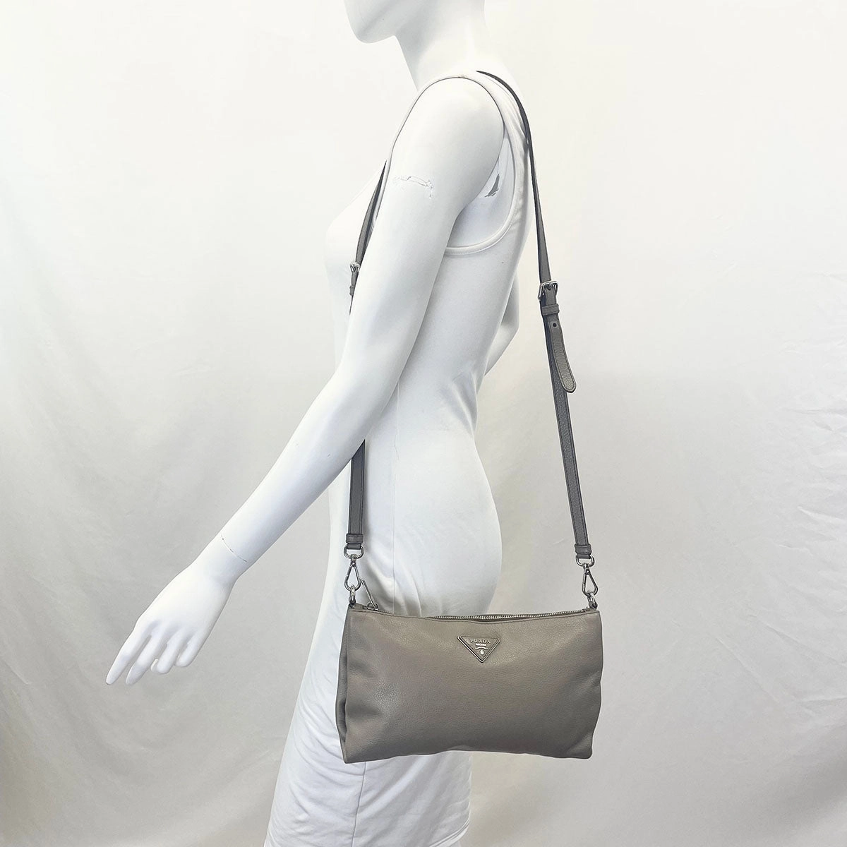 Prada Enameled Metal Triangle Crossbody