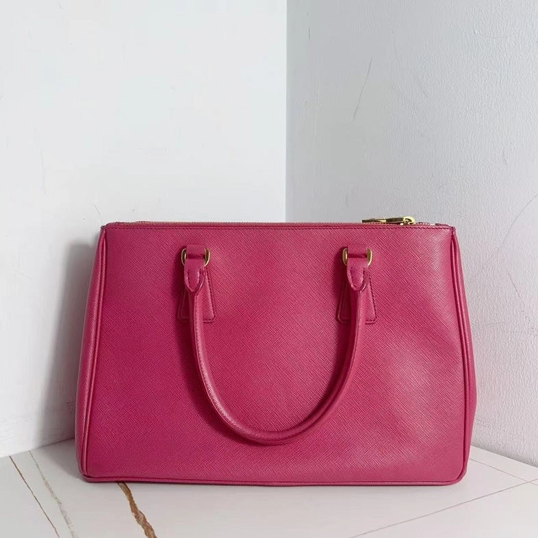 Prada Galleria Hot Pink Textured Calfskin Handbag Crossbody