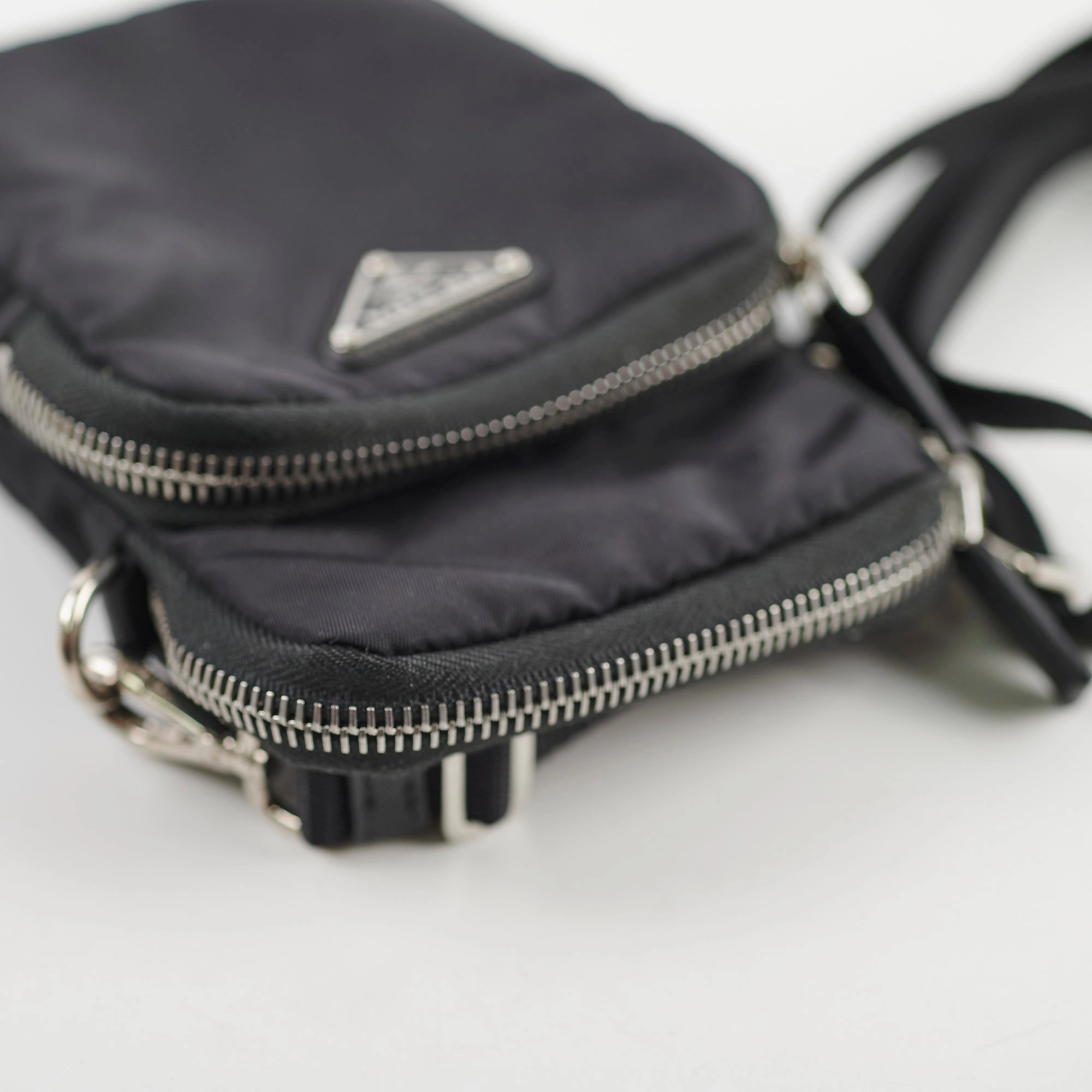 Prada Nylon Phone Case Crossbody Bag Black