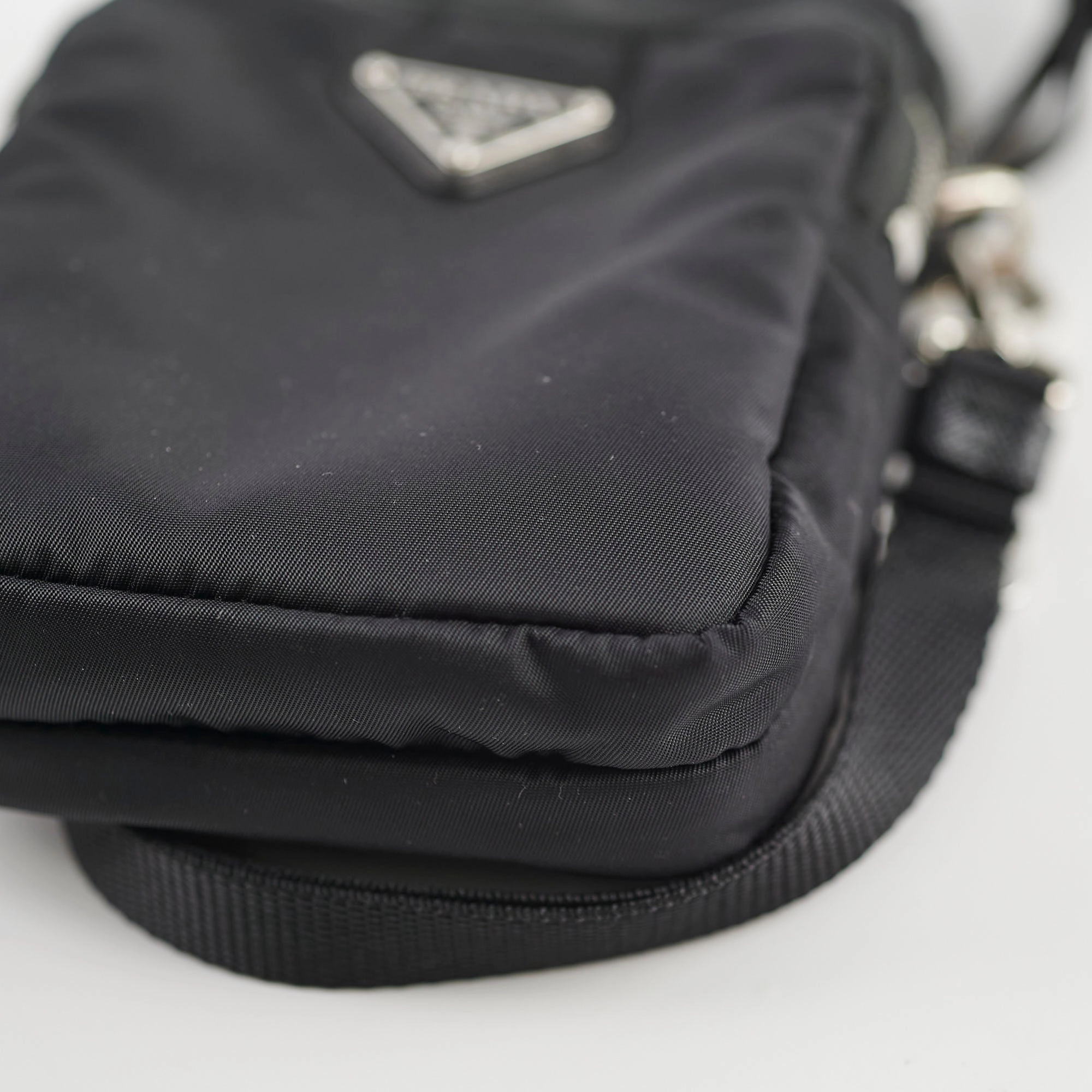 Prada Nylon Phone Case Crossbody Bag Black