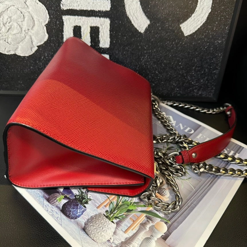 Prada Red Cross-Pattern Crossbody Bag Medium Size