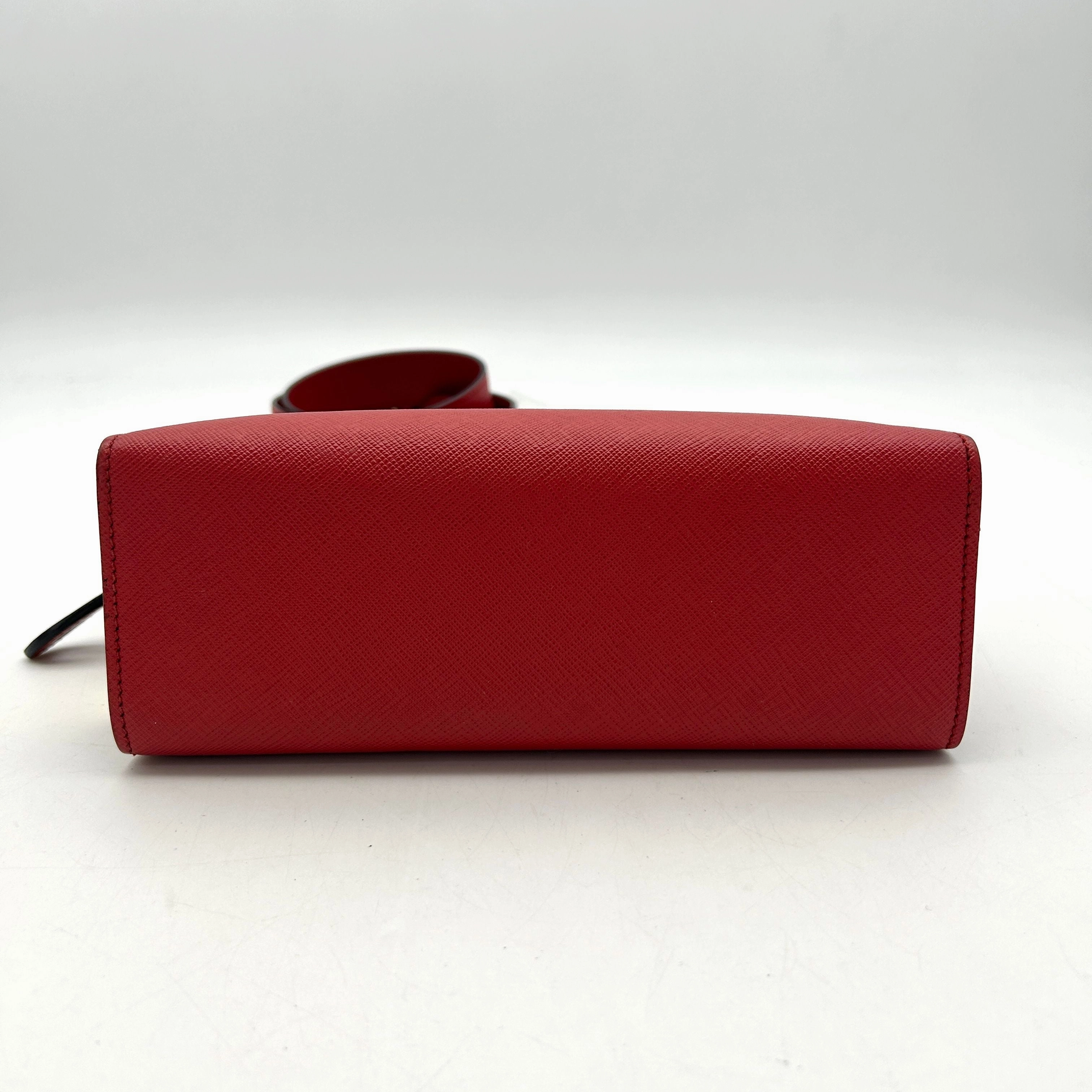 PRADA Saffiano City Calfskin Esplanade Crossbody Bag Rosso LA16027