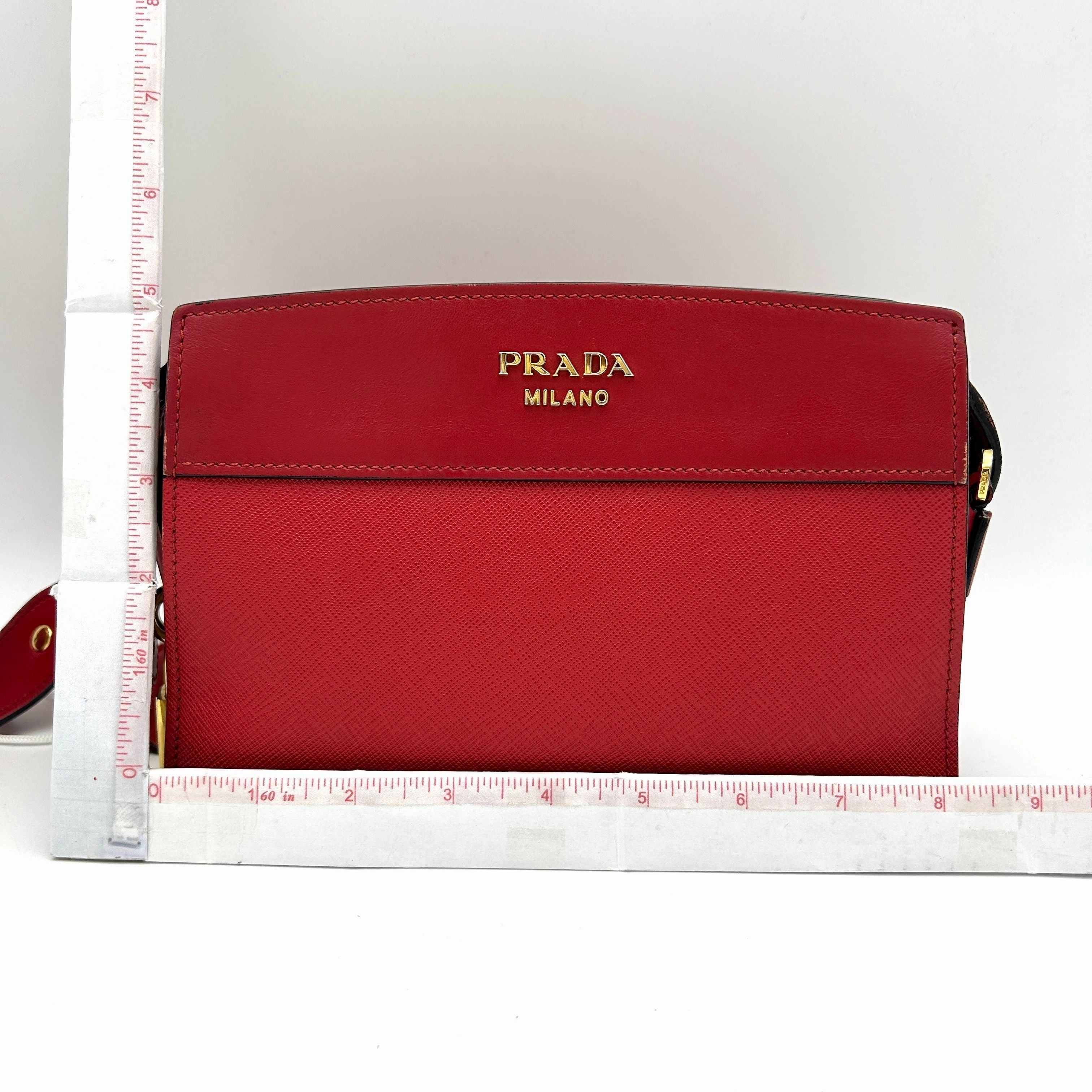 PRADA Saffiano City Calfskin Esplanade Crossbody Bag Rosso LA16027