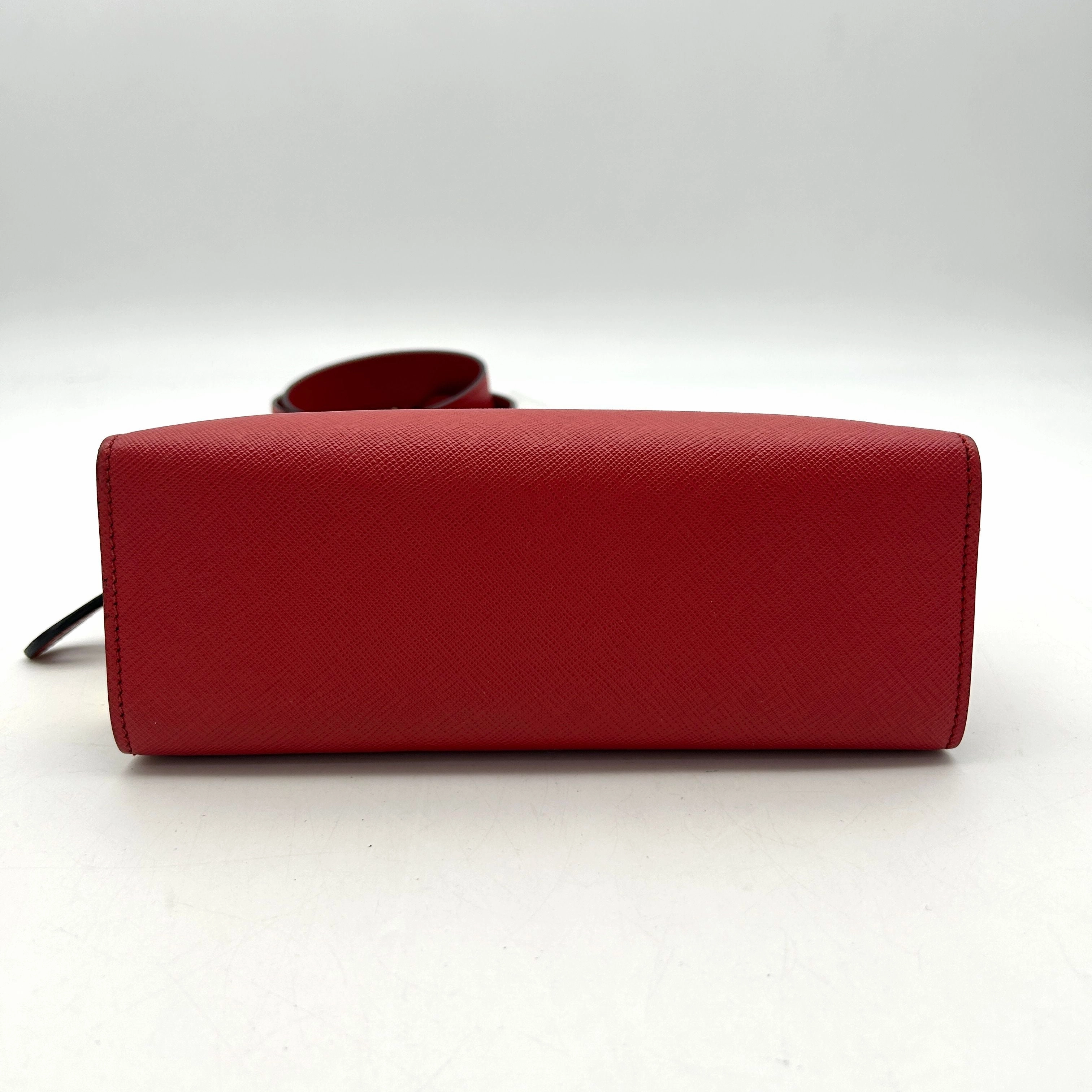 PRADA Saffiano City Calfskin Esplanade Crossbody Bag Rosso LA16027