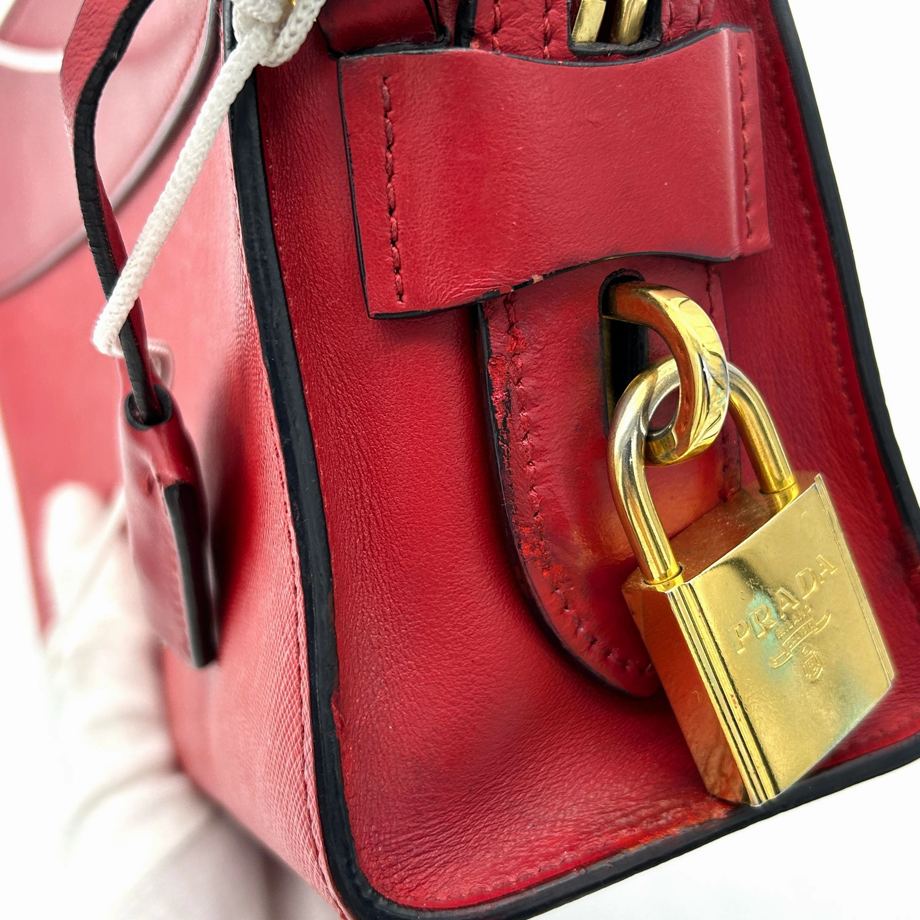 PRADA Saffiano City Calfskin Esplanade Crossbody Bag Rosso LA16027