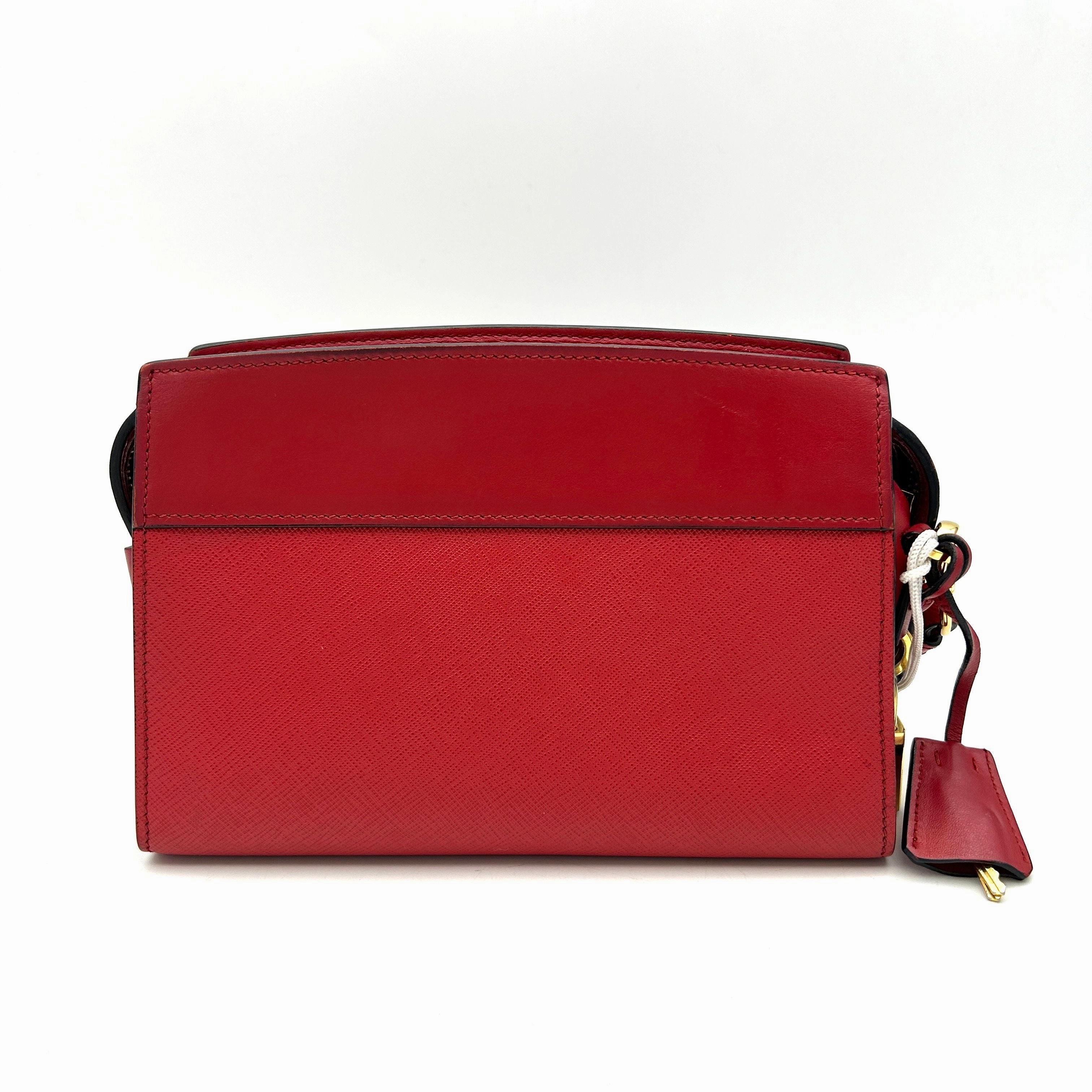 PRADA Saffiano City Calfskin Esplanade Crossbody Bag Rosso LA16027