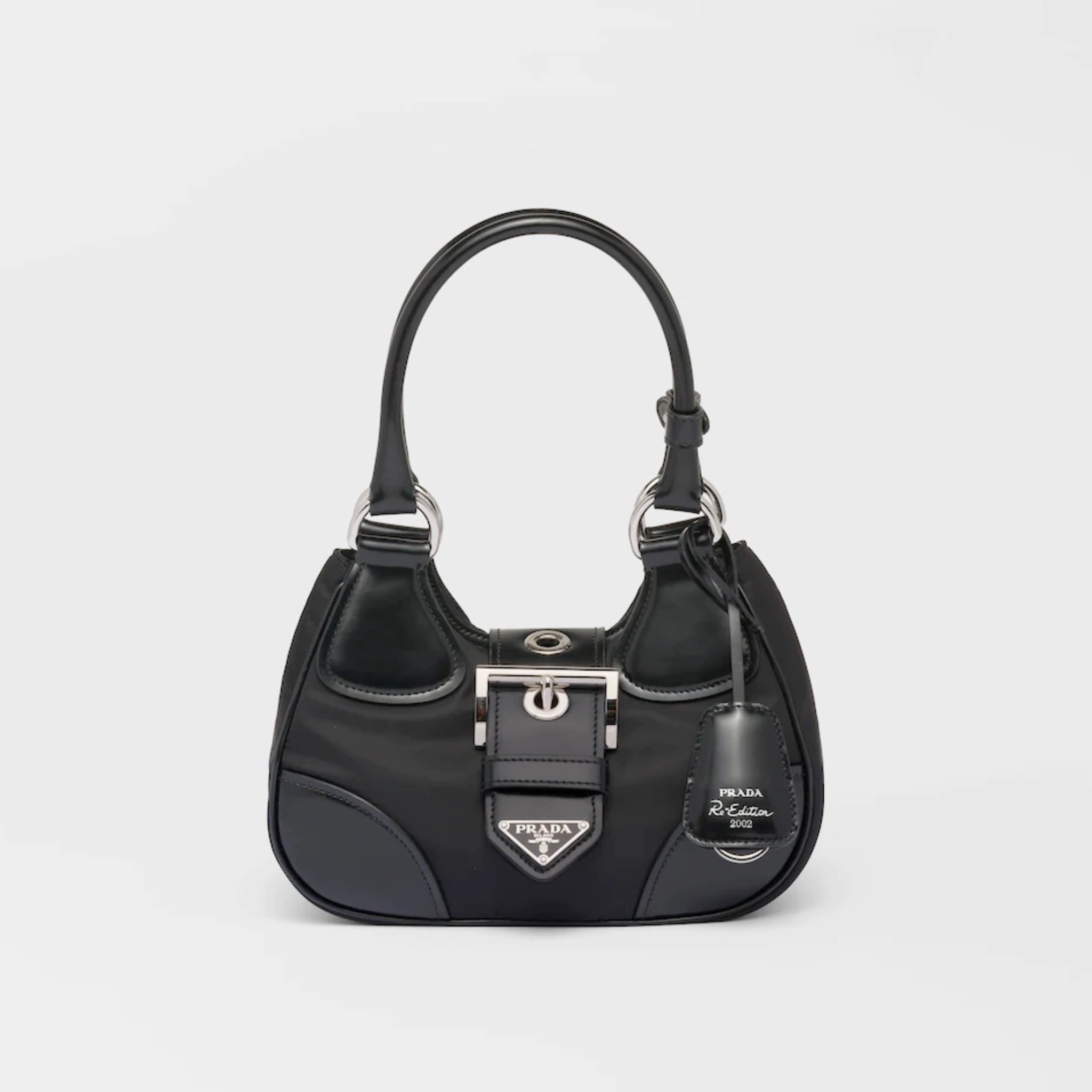 PRD Moon Re-Nylon And Leather Bag Black Leather Shoulder Bag for Women