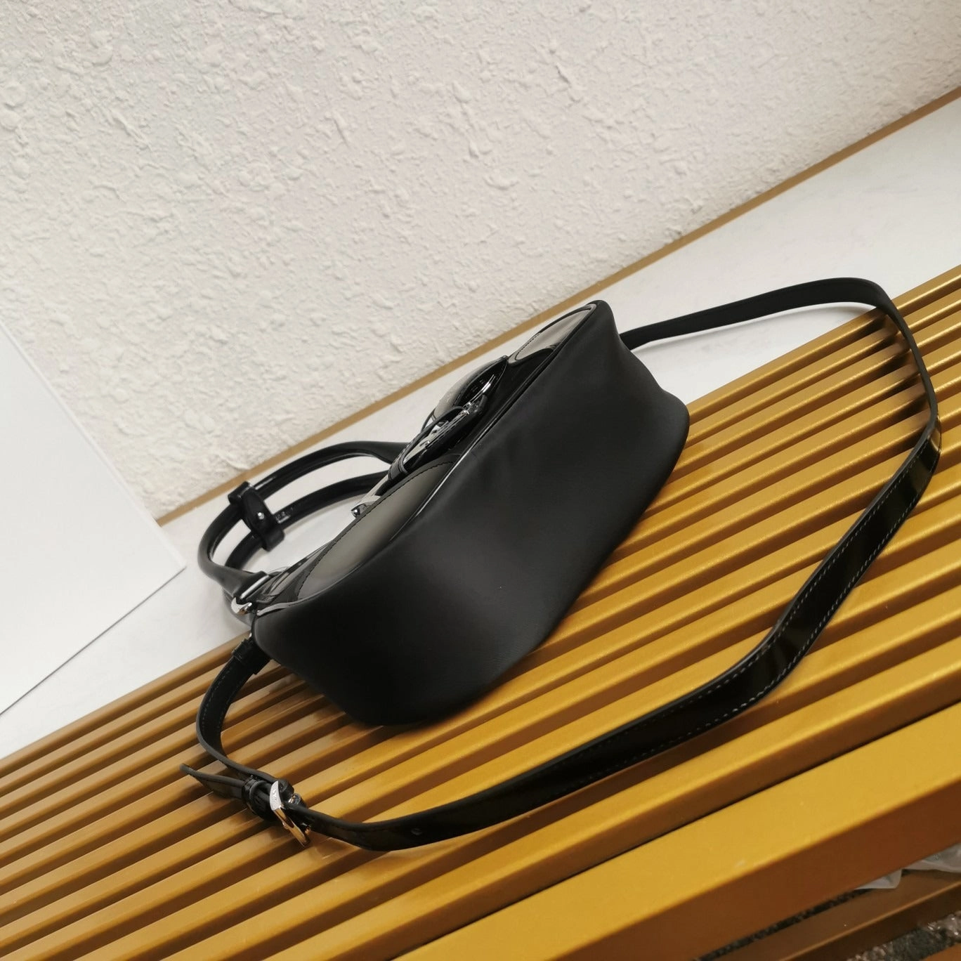 PRD Moon Re-Nylon And Leather Bag Black Leather Shoulder Bag for Women