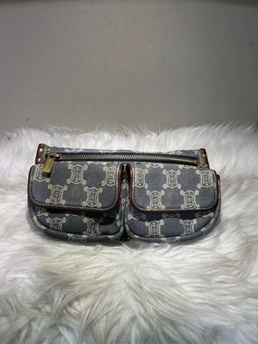 Pre-loved CELINE Macadam Print Blue Canvas Crossbody Bag