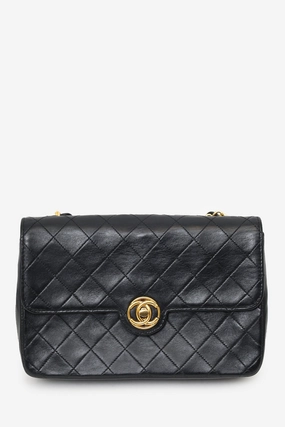 Pre-Loved Chanel 1986-88 Black Quilted Lambskin Circle CC Mini Flap Bag
