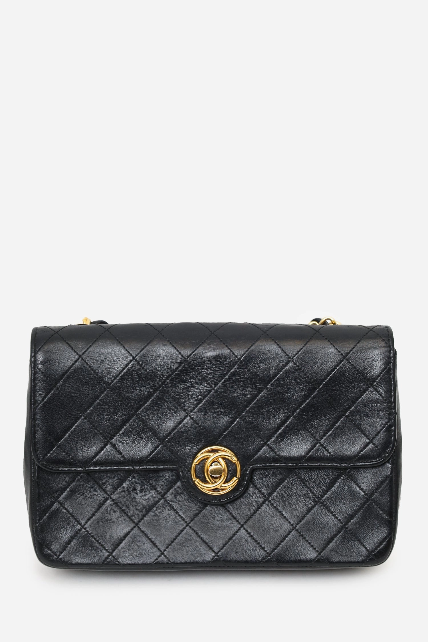 Pre-Loved Chanel 1986-88 Black Quilted Lambskin Circle CC Mini Flap Bag