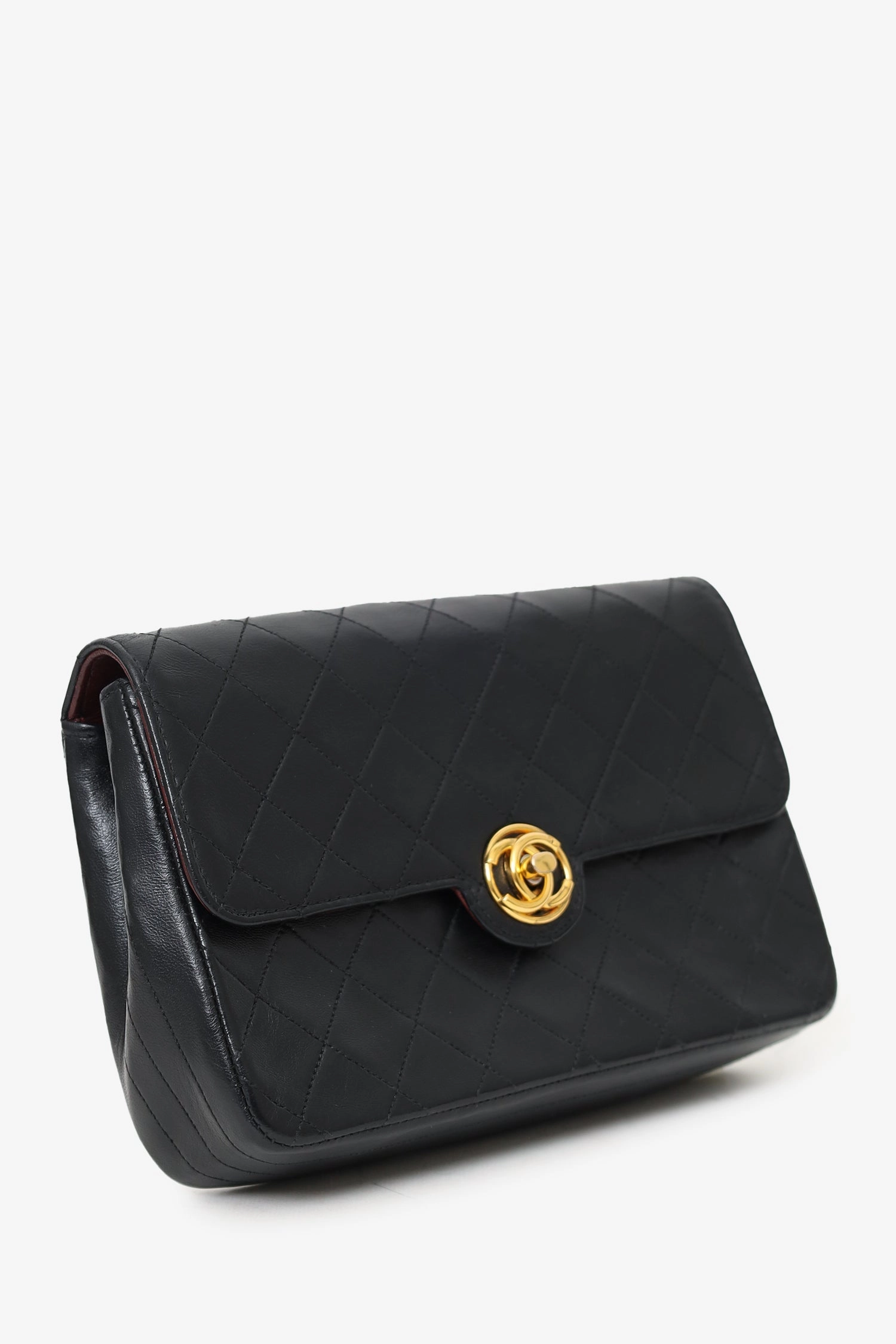 Pre-Loved Chanel 1986-88 Black Quilted Lambskin Circle CC Mini Flap Bag