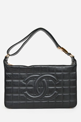 Pre-Loved Chanel 2003/2004 Black Leather Choco Bar CC Shoulder Bag