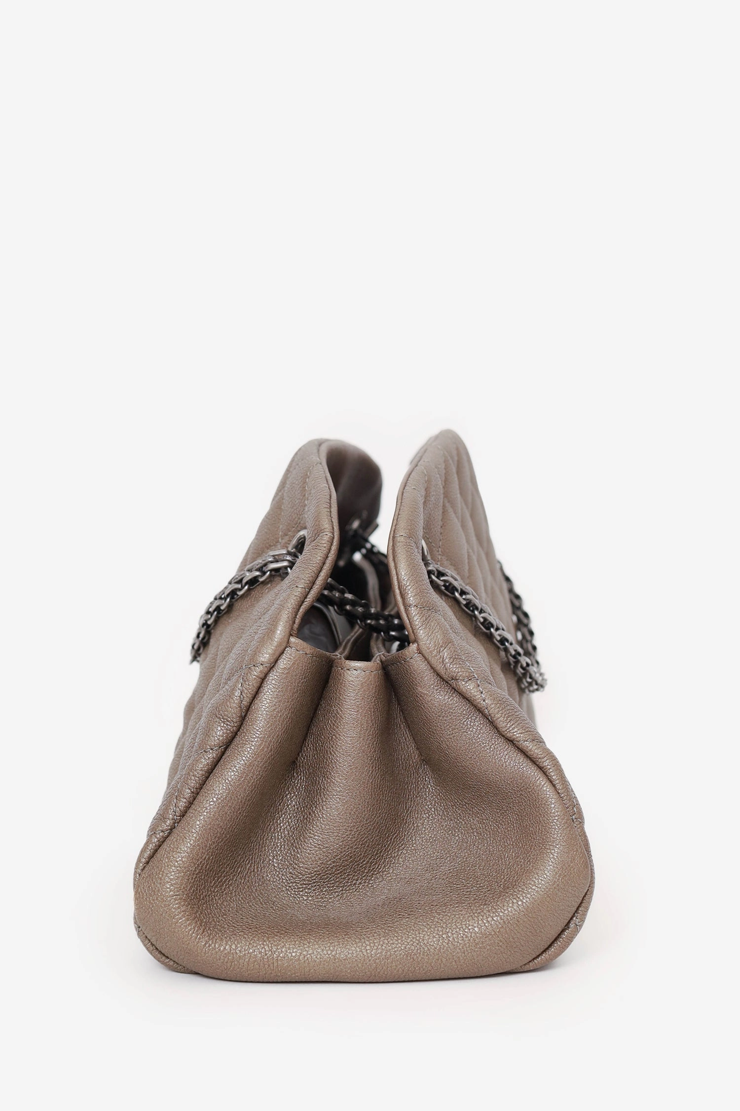 Pre-Loved Chanel 2010-11 Brown Caviar Quilted Small Just Mademoiselle Bowling Bag