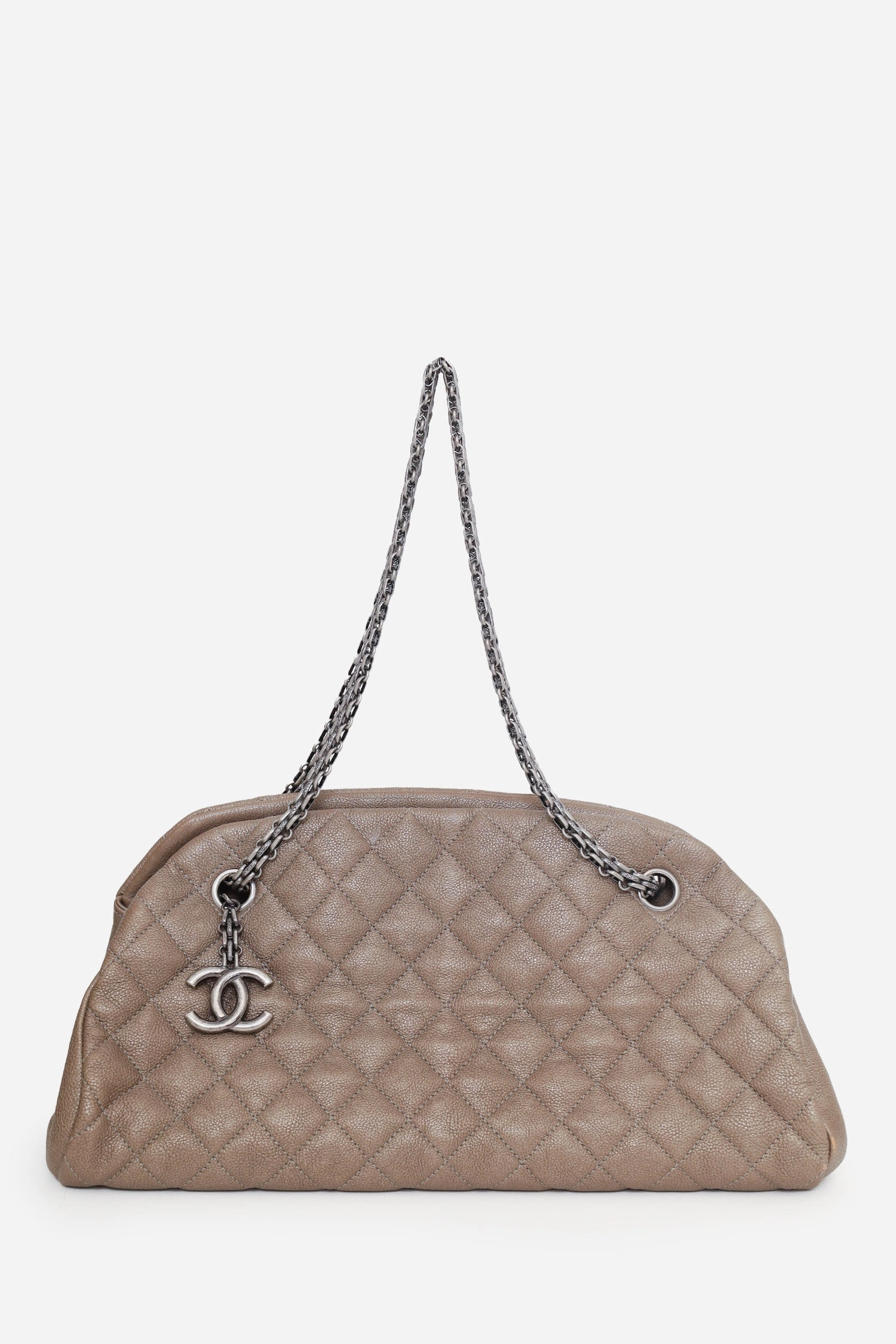 Pre-Loved Chanel 2010-11 Brown Caviar Quilted Small Just Mademoiselle Bowling Bag