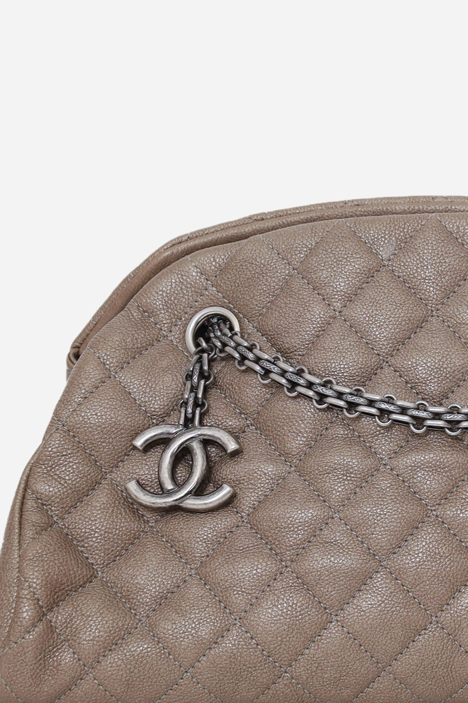 Pre-Loved Chanel 2010-11 Brown Caviar Quilted Small Just Mademoiselle Bowling Bag