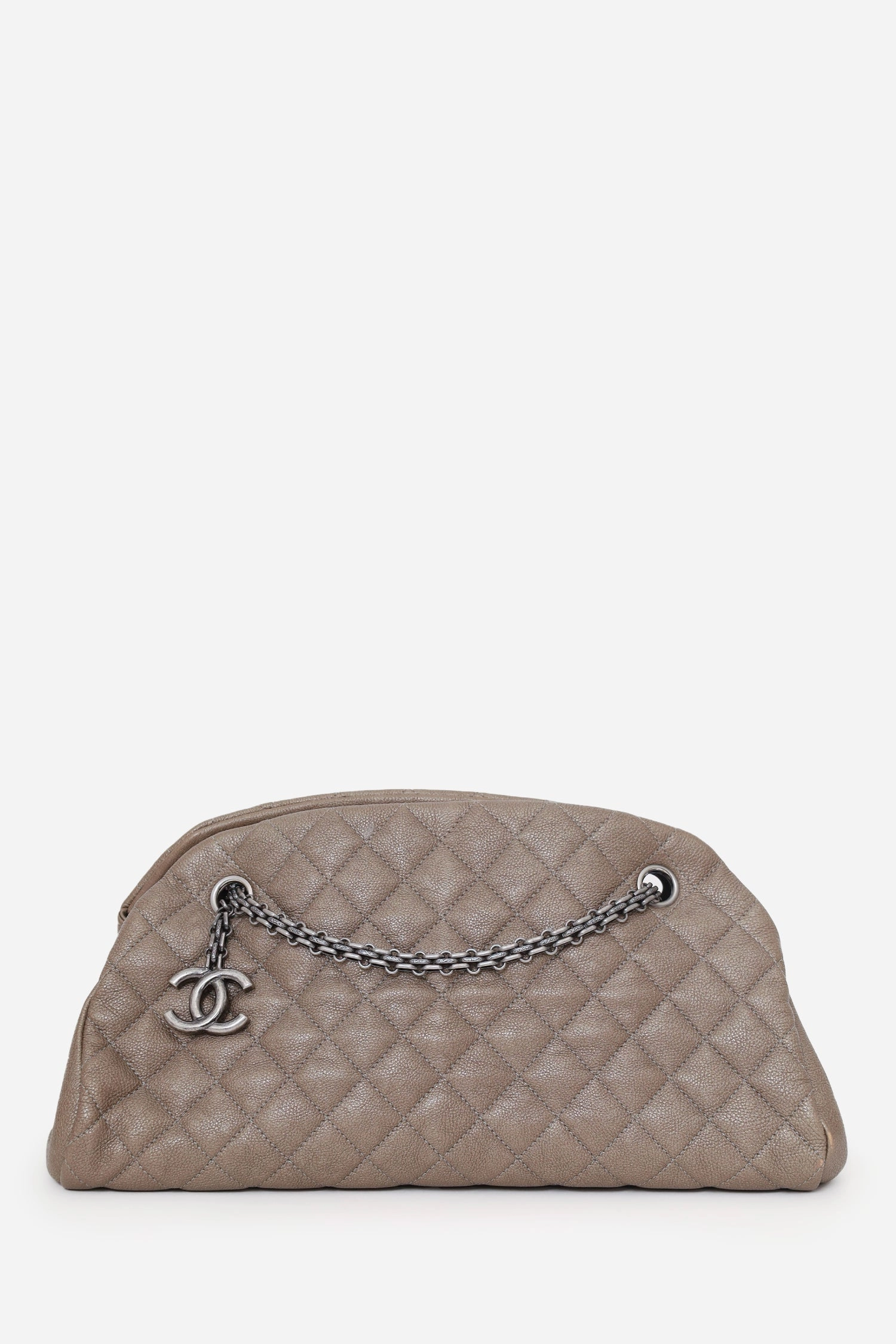 Pre-Loved Chanel 2010-11 Brown Caviar Quilted Small Just Mademoiselle Bowling Bag