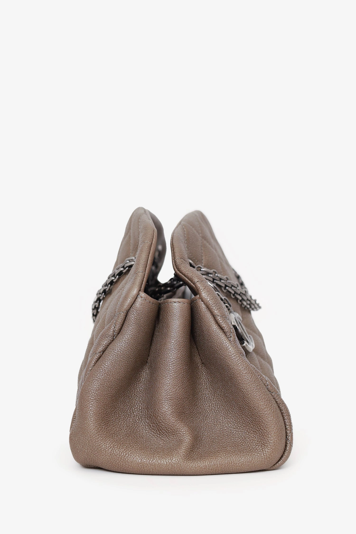 Pre-Loved Chanel 2010-11 Brown Caviar Quilted Small Just Mademoiselle Bowling Bag