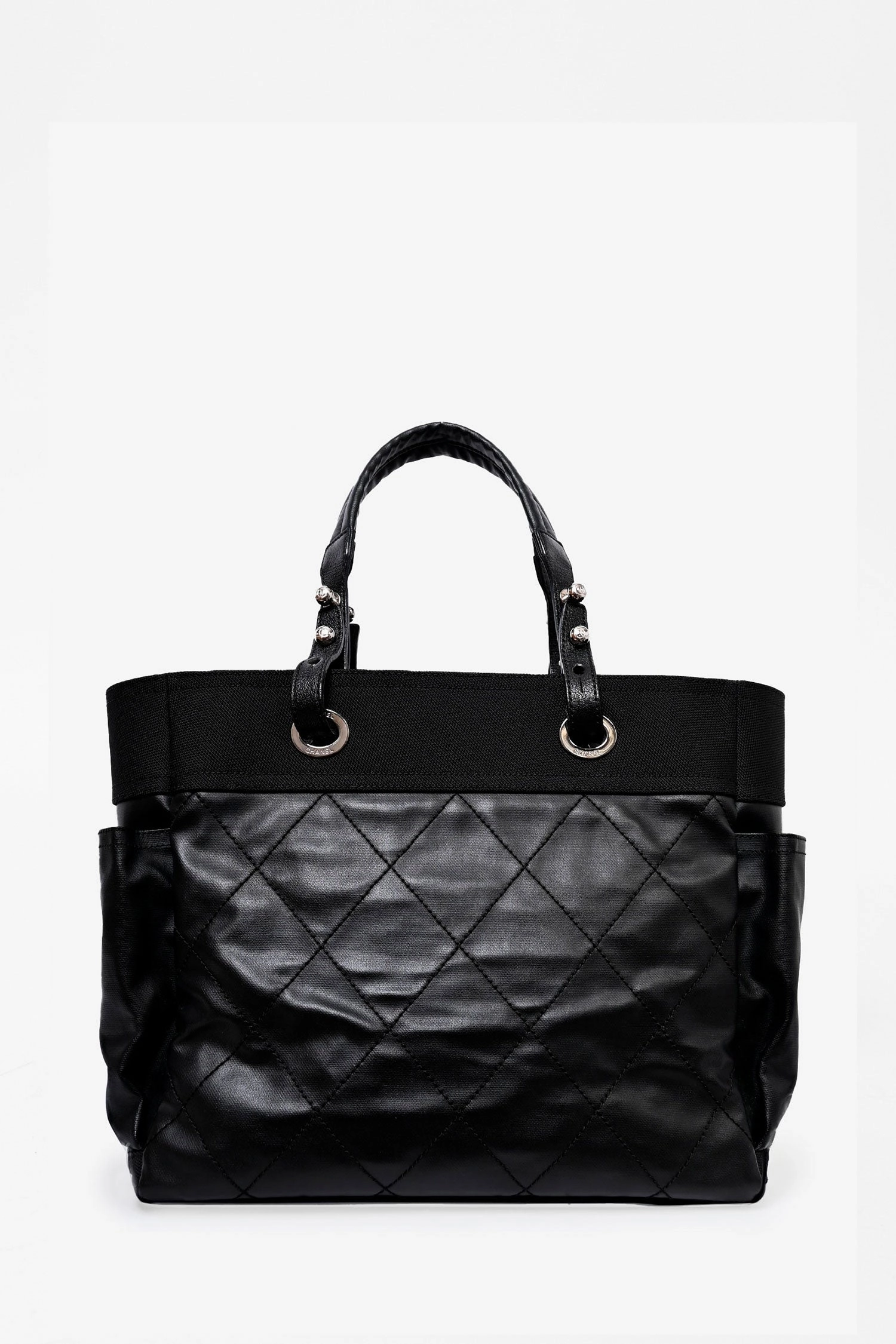 Pre-Loved Chanel 2012 Black Leather/Canvas 'Paris Biarritz' Tote Bag