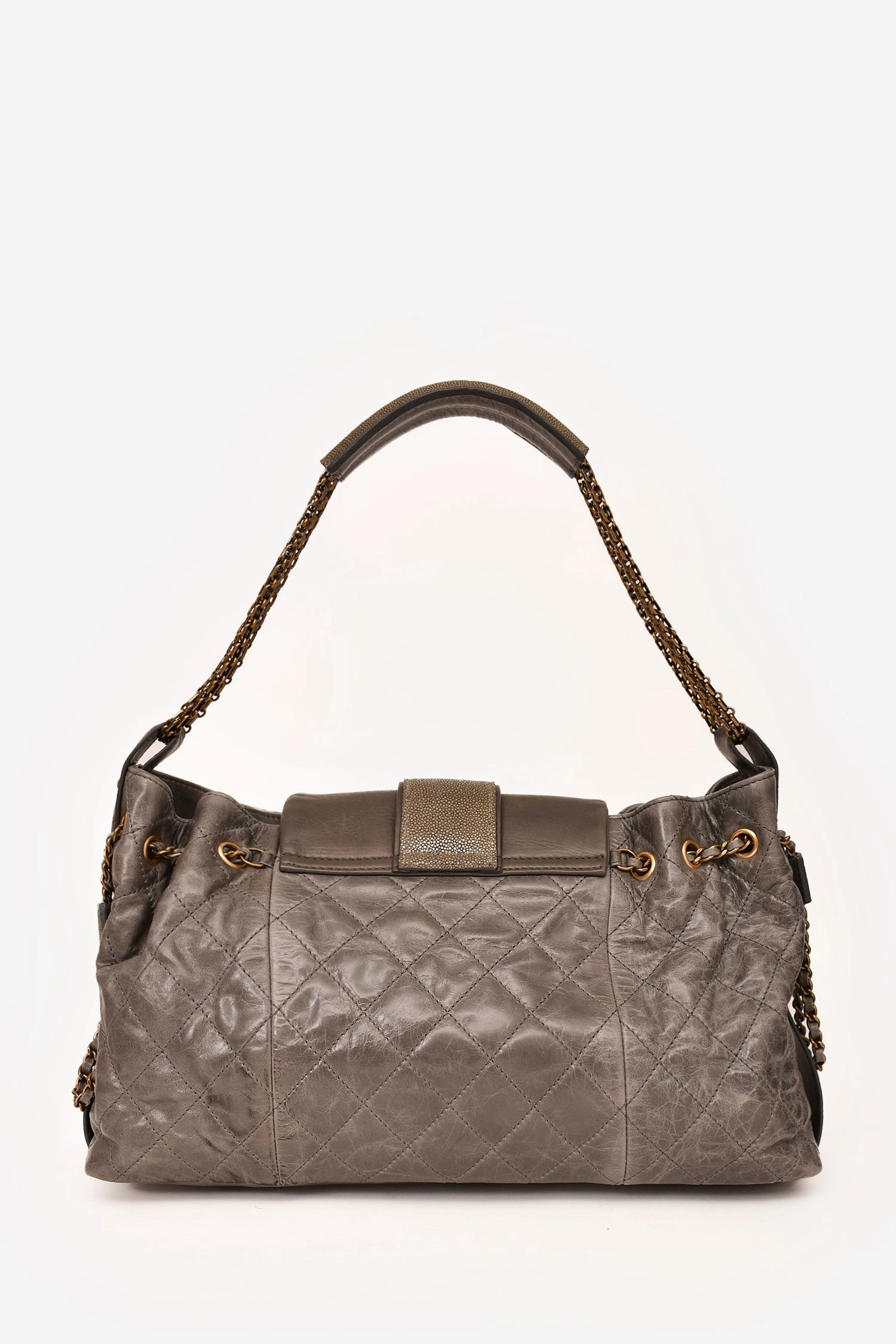 Pre-Loved Chanel 2012 Grey Bindi Galuchat Flap Bag