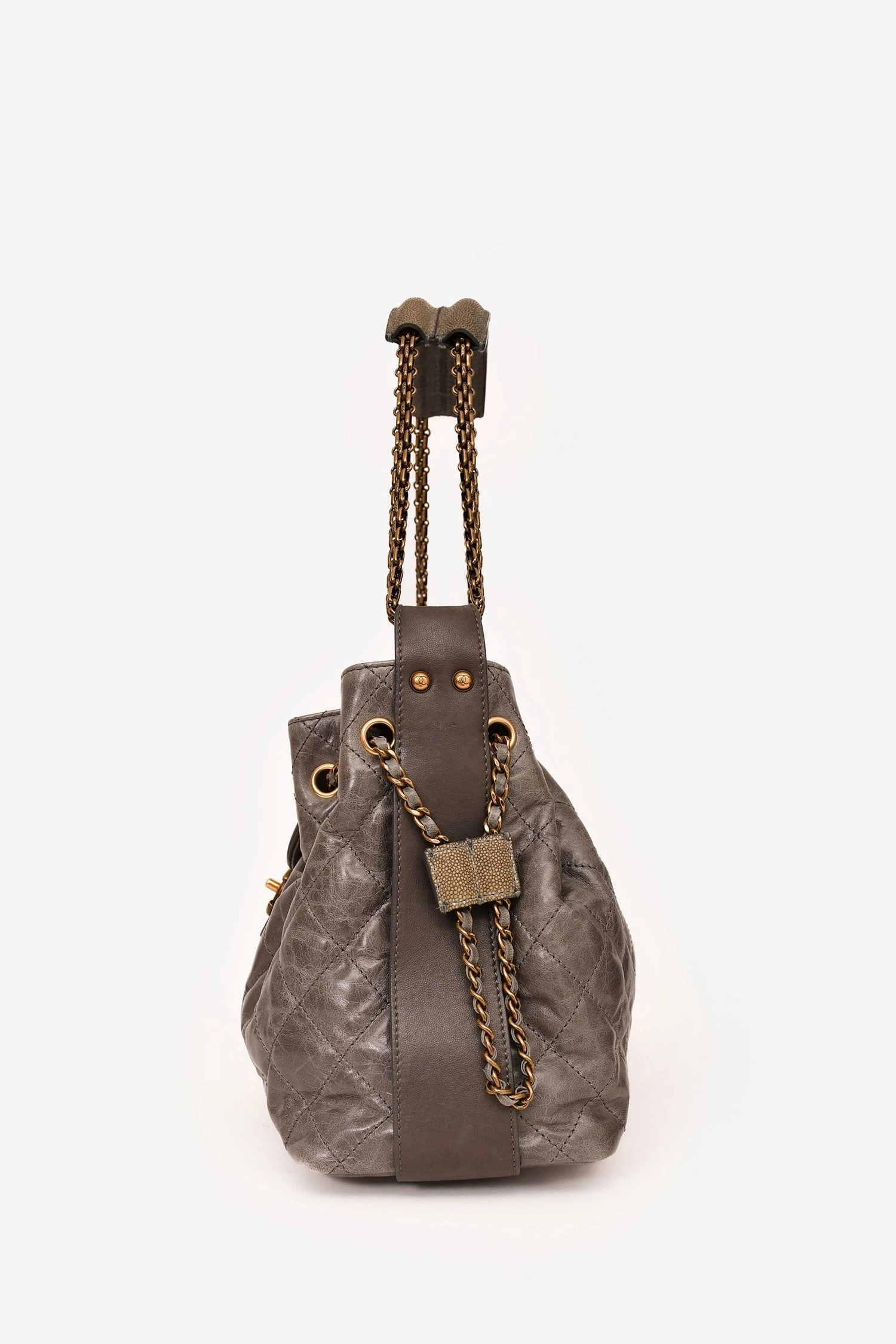 Pre-Loved Chanel 2012 Grey Bindi Galuchat Flap Bag