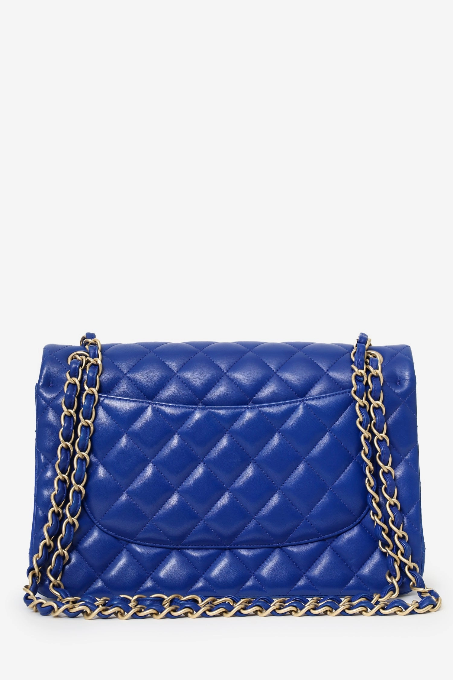 Pre-Loved Chanel 2013-14 Royal Blue Quilted Lambskin Jumbo Classic Double Flap Bag