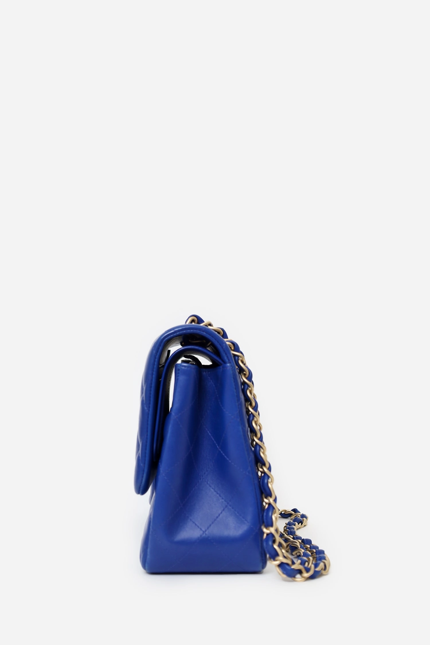 Pre-Loved Chanel 2013-14 Royal Blue Quilted Lambskin Jumbo Classic Double Flap Bag