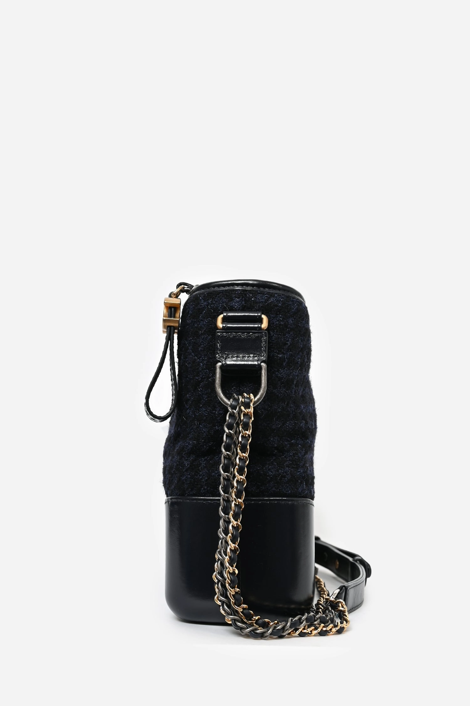Pre-loved Chanel 2017 Navy/Black Tweed Hobo Large Gabrielle Crossbody Bag