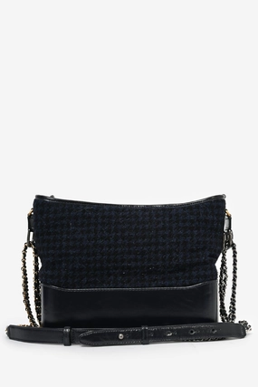 Pre-loved Chanel 2017 Navy/Black Tweed Hobo Large Gabrielle Crossbody Bag
