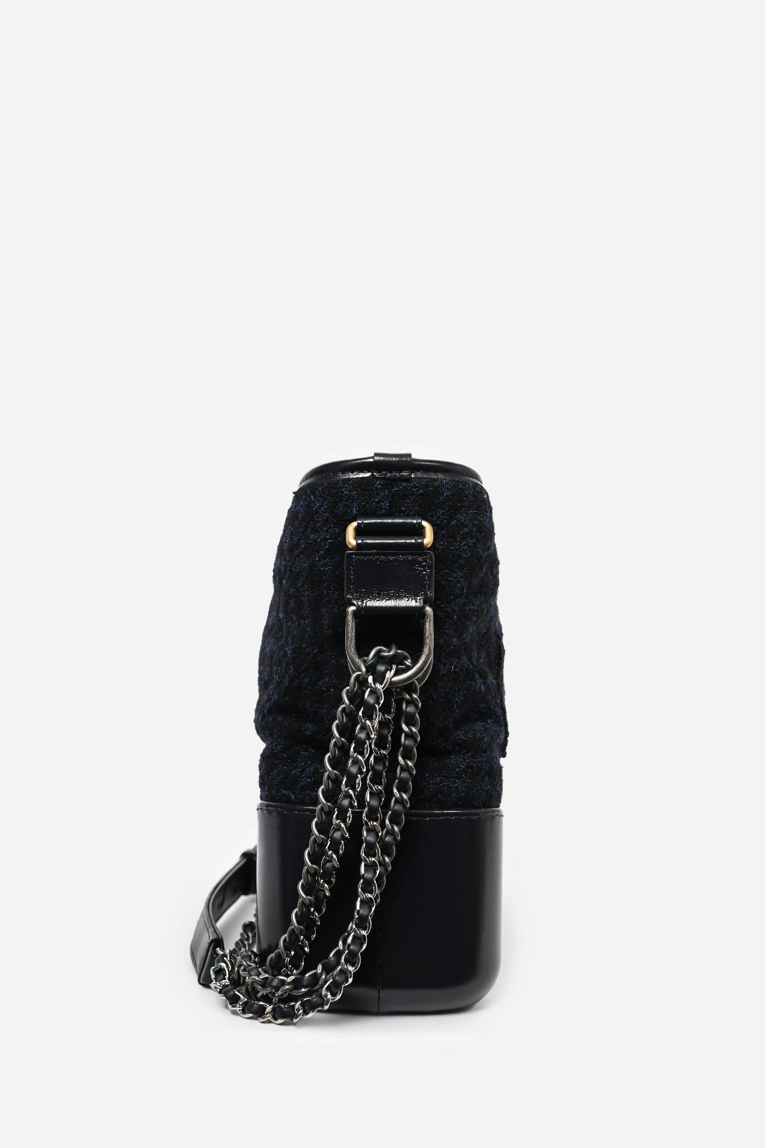 Pre-loved Chanel 2017 Navy/Black Tweed Hobo Large Gabrielle Crossbody Bag