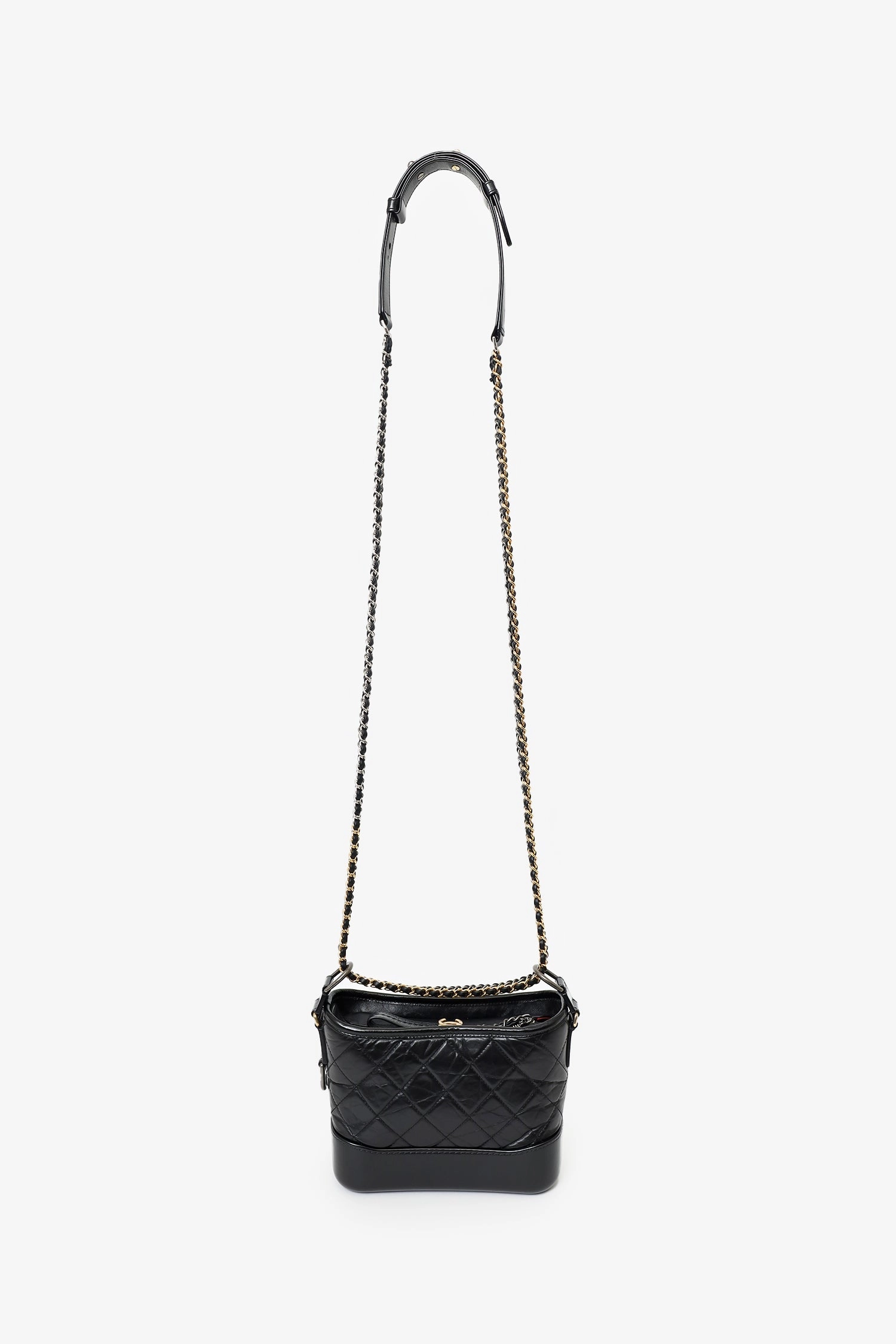 Pre-Loved Chanel 2018 Black Lambskin Leather Small Gabrielle Bag