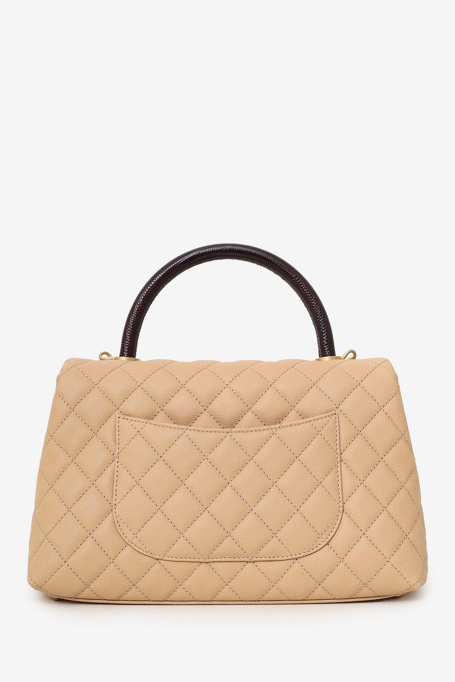 Pre-Loved Chanel 2019-20 Beige Caviar Leather Small Coco Handle with Strap