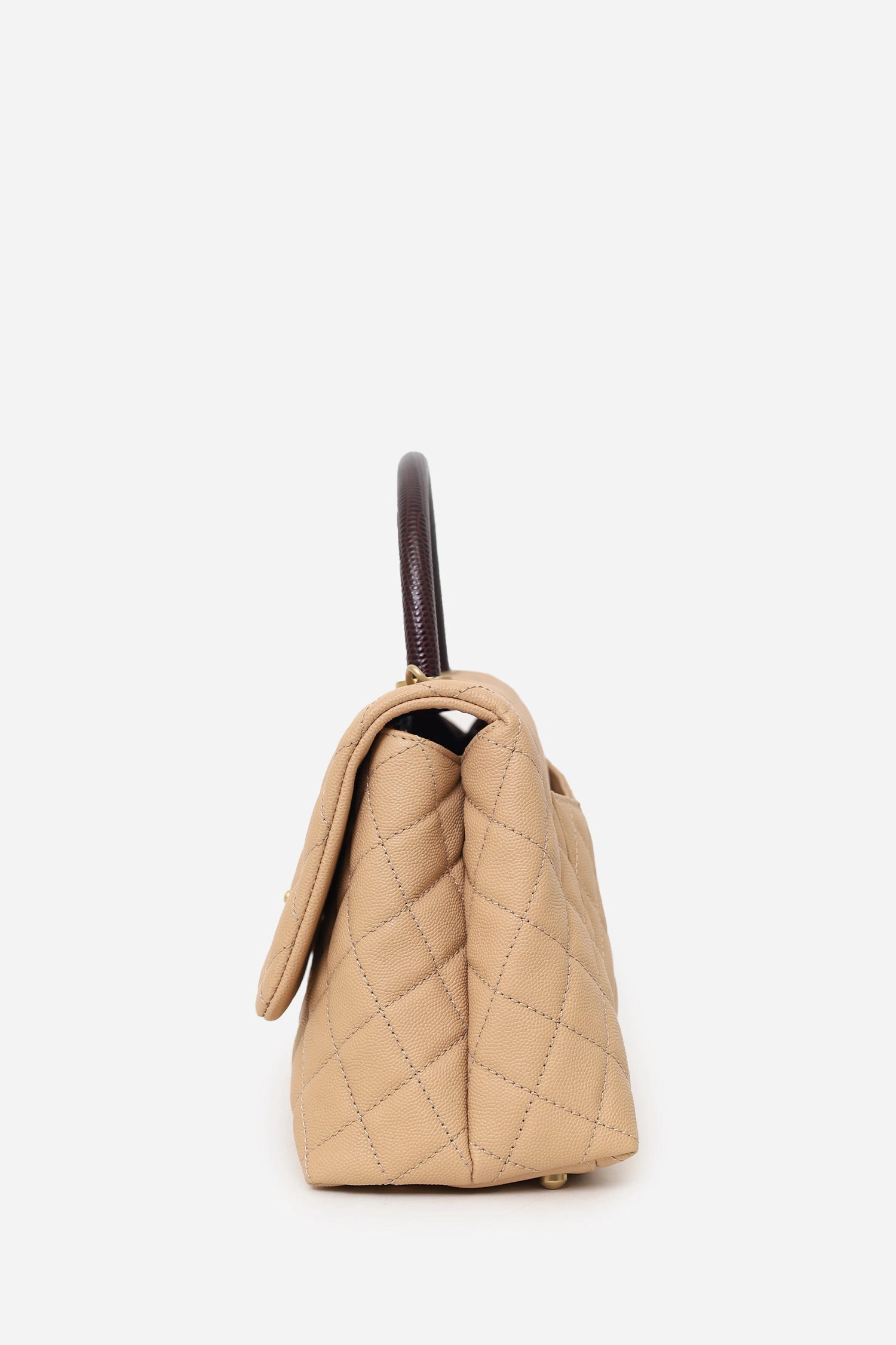 Pre-Loved Chanel 2019-20 Beige Caviar Leather Small Coco Handle with Strap