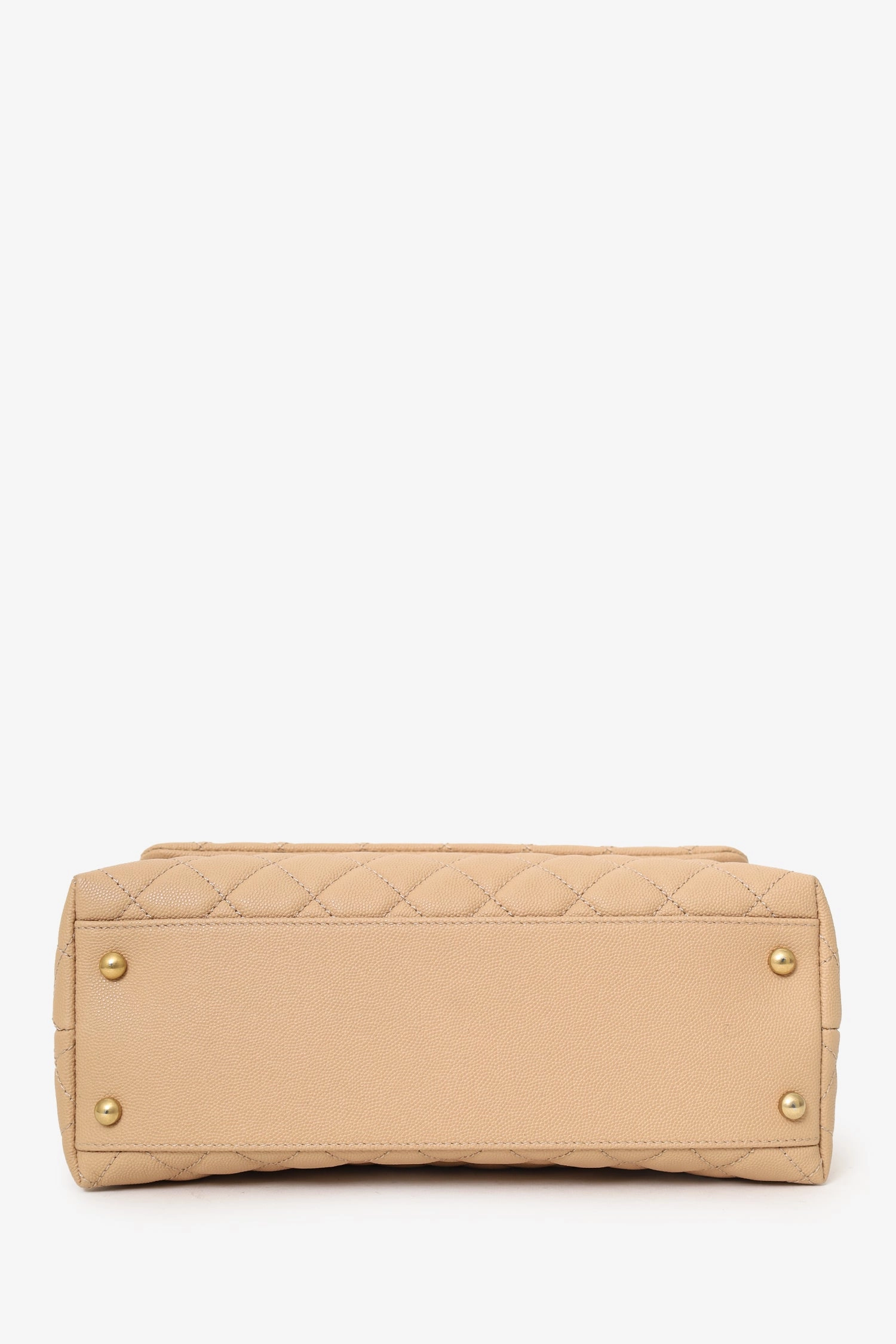 Pre-Loved Chanel 2019-20 Beige Caviar Leather Small Coco Handle with Strap