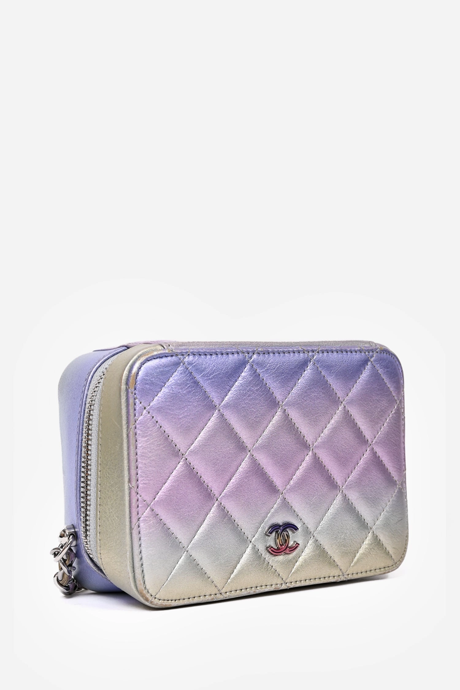 Pre-Loved Chanel 2021 Iridescent Quilted Lambskin Cube Crossbody