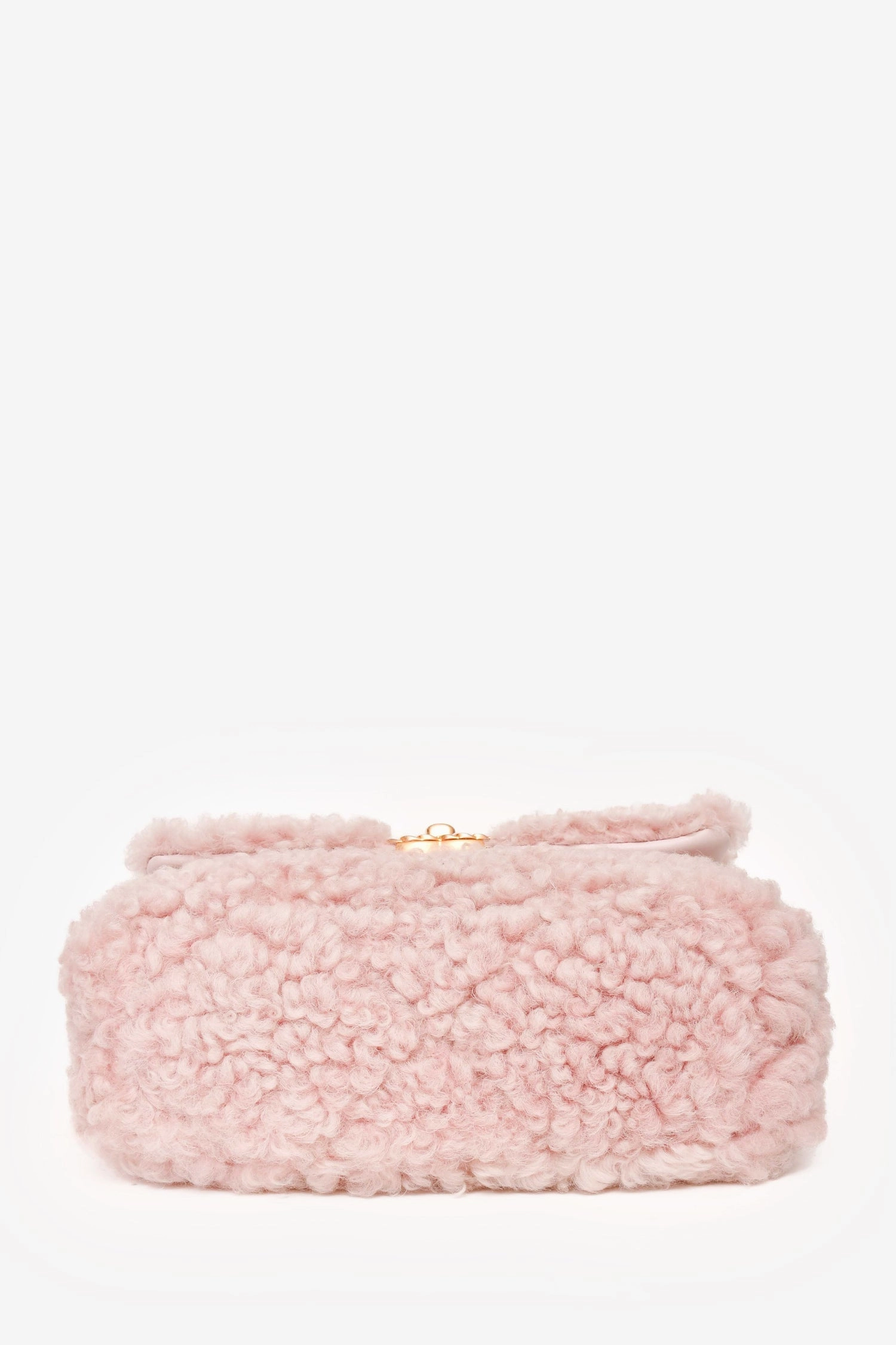 Pre-Loved Chanel 2021 Pink Shearling \'Chanel 19\' Medium Flap Shoulder Bag