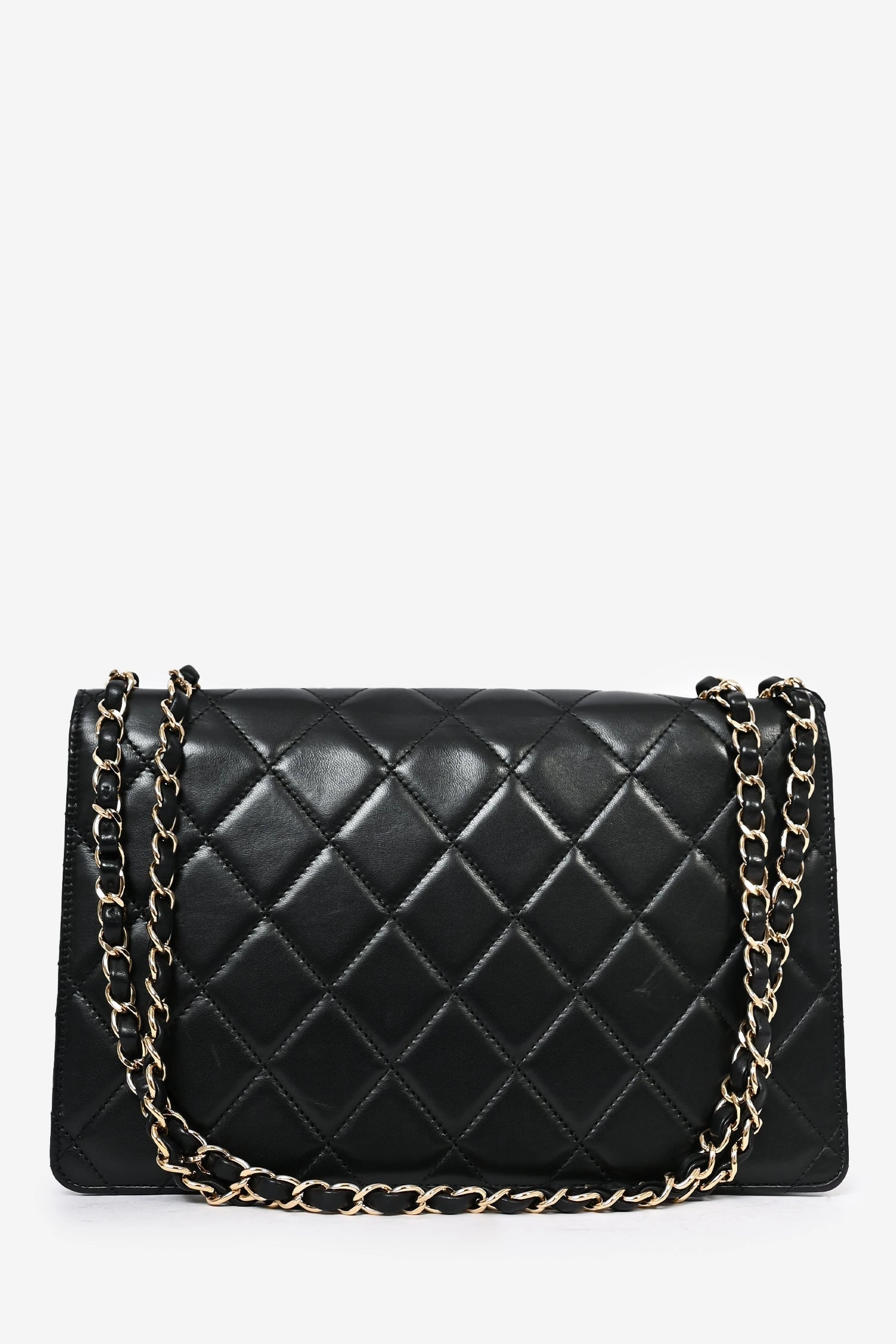 Pre-Loved Chanel Black Lambskin 2013/14 CC Golden Class Large Flap Shoulder Bag