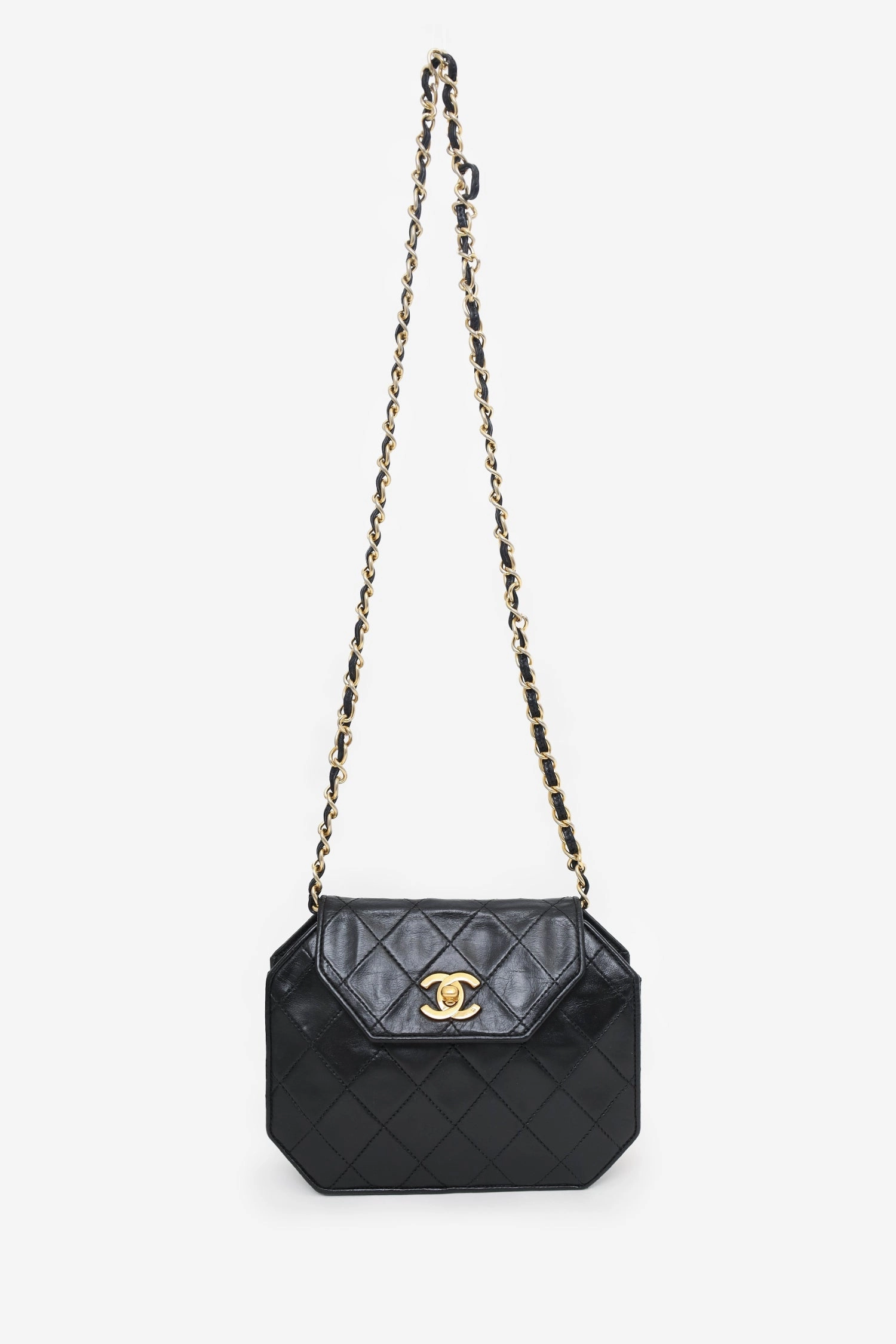 Pre-Loved Chanel Black Quilted Leather Octagon CC Flap Bag