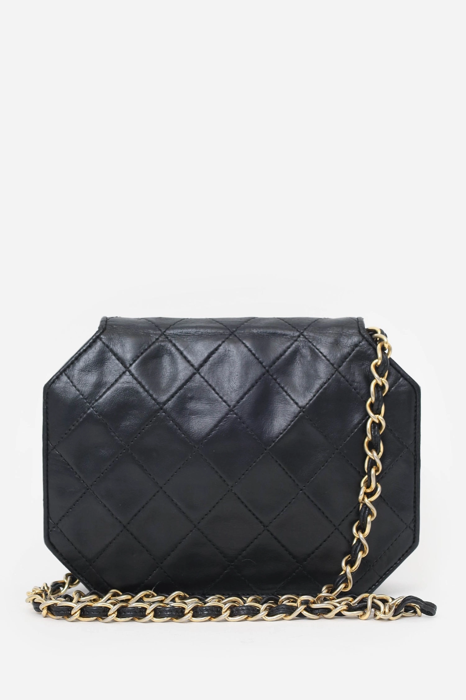 Pre-Loved Chanel Black Quilted Leather Octagon CC Flap Bag