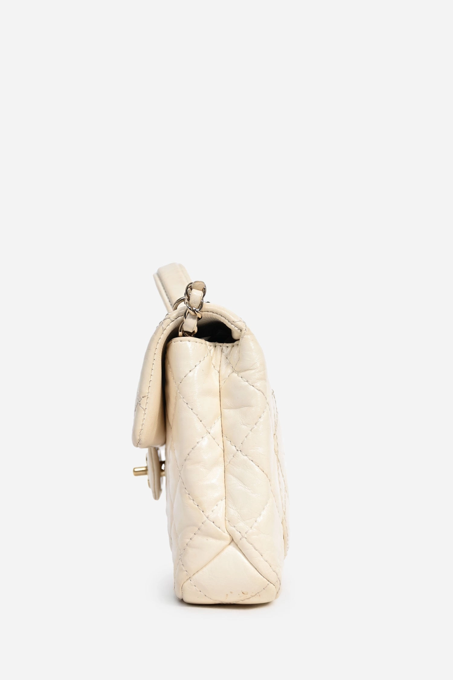 Pre-Loved Chanel Cream Lambskin Top Handle with Chain (As Is)