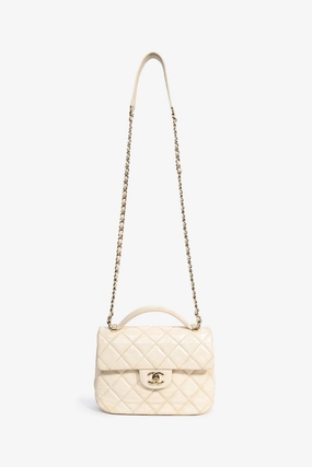 Pre-Loved Chanel Cream Lambskin Top Handle with Chain (As Is)