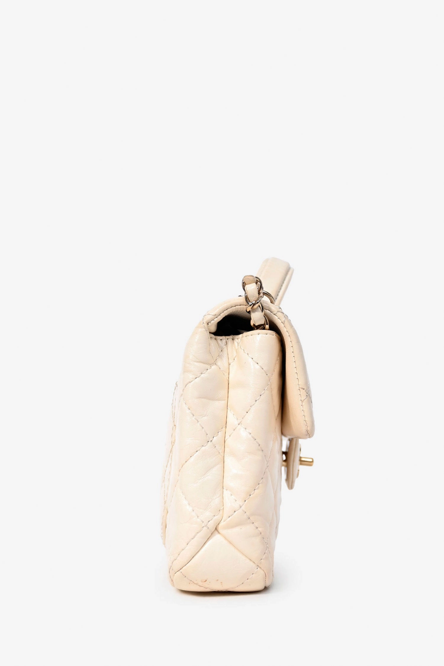 Pre-Loved Chanel Cream Lambskin Top Handle with Chain (As Is)