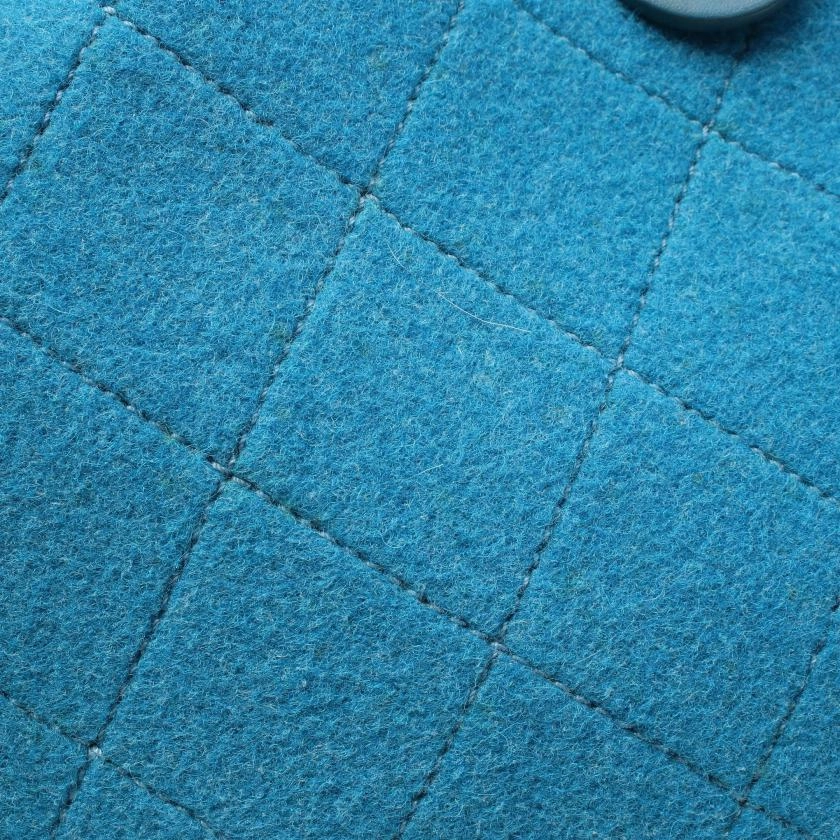 Pre-loved CHANEL Matelasse Shoulder Bag Tote Wool Leather Turquoise Blue Antique Silver Hardware 2WAY