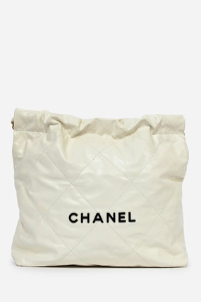 Pre-Loved Chanel White Leather Small Chanel 22 Shoulder Bag
