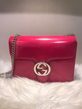 Pre-loved Gucci GG Marmont Pink Leather Shoulder Bag